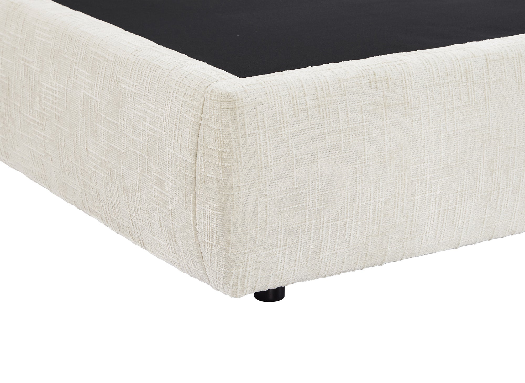 MILENA Bett mit Stauraum, beige melierter Samt, 140 x 190 cm