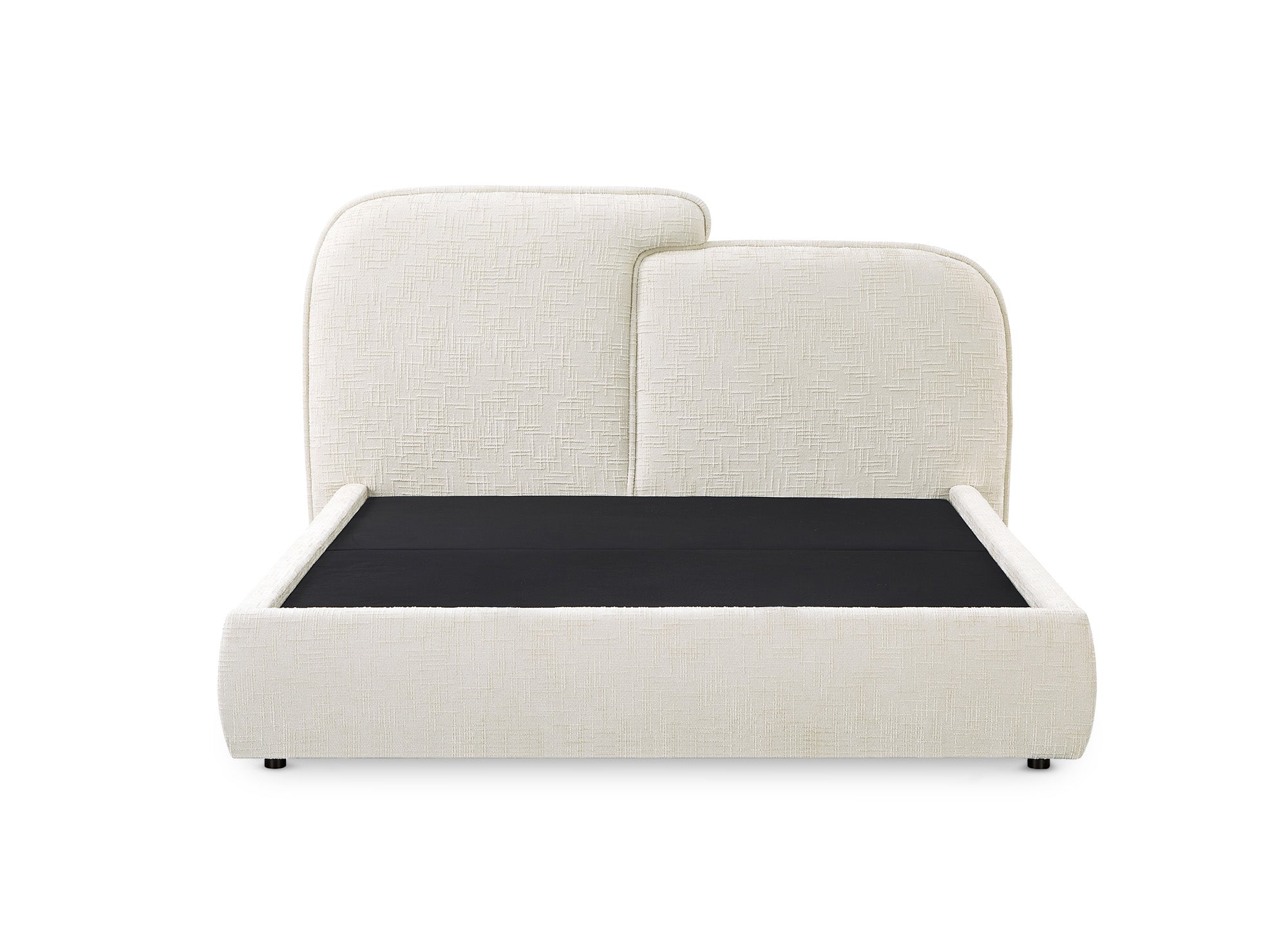 MILENA Bett mit Stauraum, beige melierter Samt, 140 x 190 cm