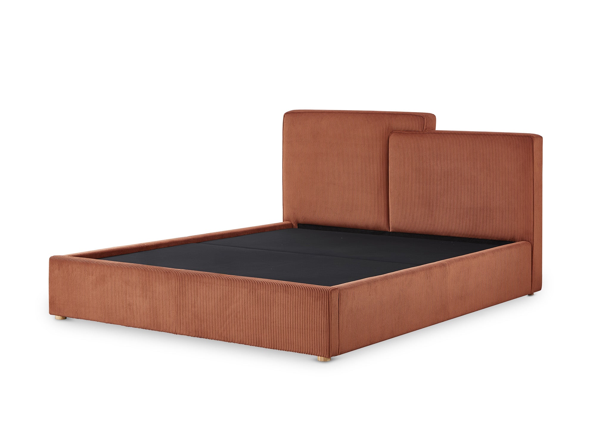 ZELIA Bett mit Stauraum aus Cord in Terrakotta 180x200 cm