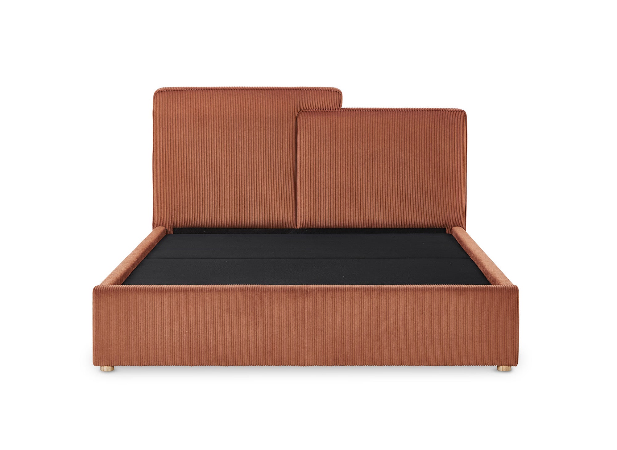 ZELIA Bett mit Stauraum aus Cord in Terrakotta 160x200 cm