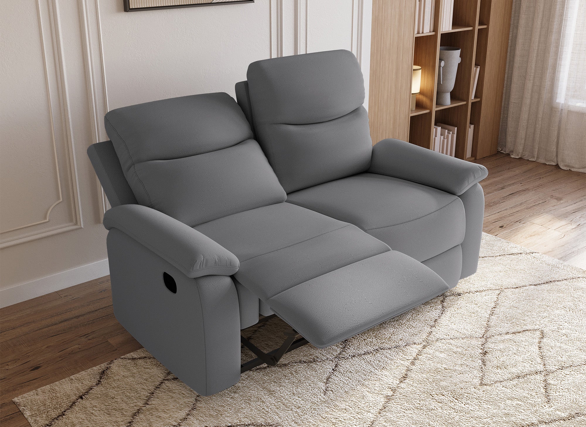 JACOB 2-Sitzer Relaxsofa in dunkelgrauer Kunstlederoptik