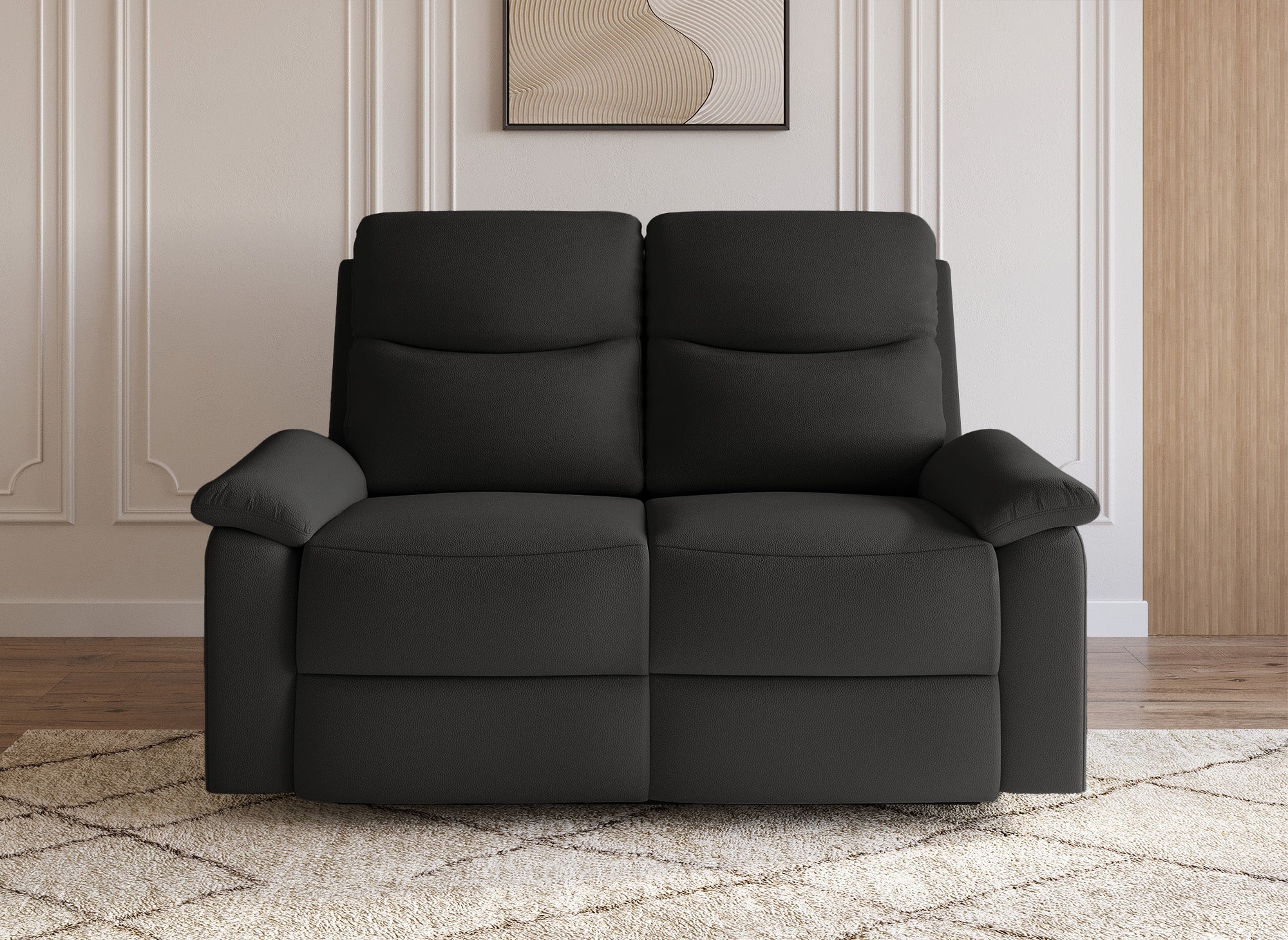 JACOB 2-Sitzer-Relaxsofa in schwarzem Kunstledereffekt