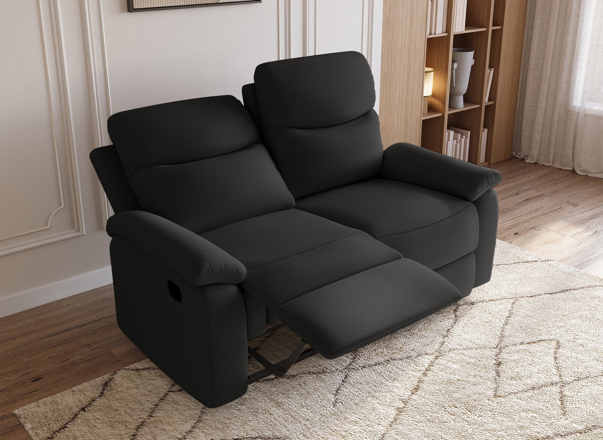 JACOB 2-Sitzer-Relaxsofa in schwarzem Kunstledereffekt