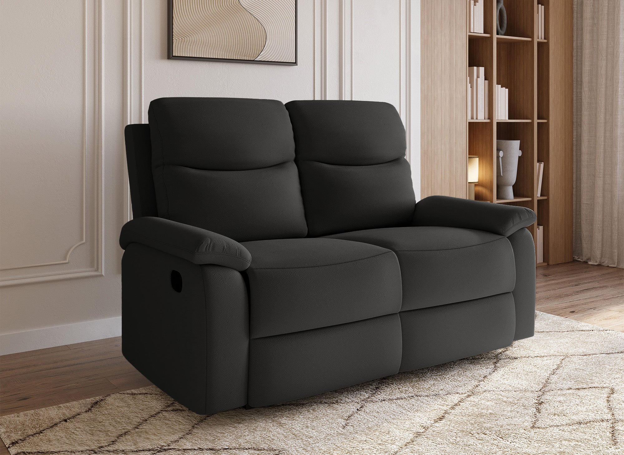 JACOB 2-Sitzer-Relaxsofa in schwarzem Kunstledereffekt