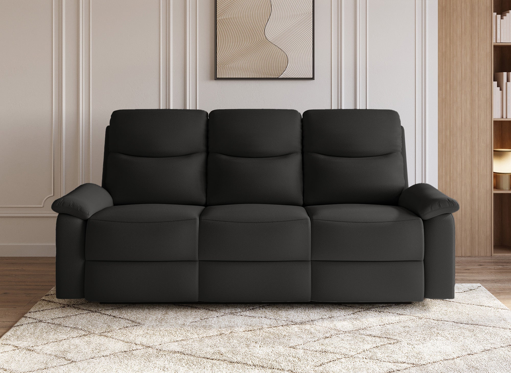 JACOB 3-Sitzer-Relaxsofa in schwarzem Kunstledereffekt