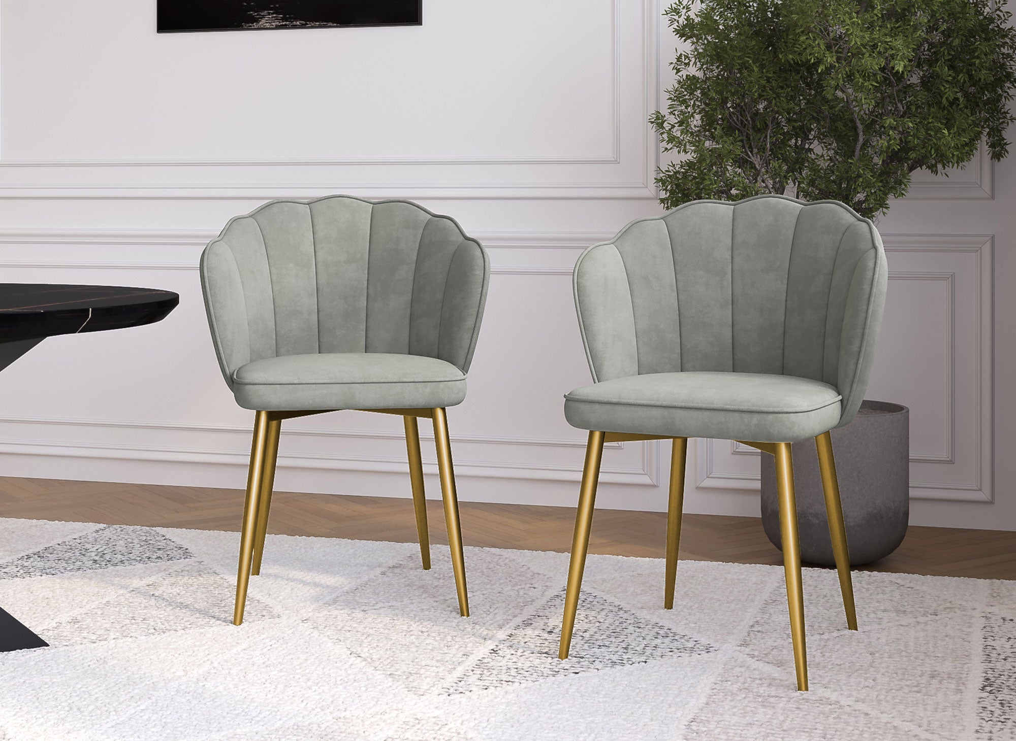 2er-Set Designerstühle aus grauem Samt GARANCE