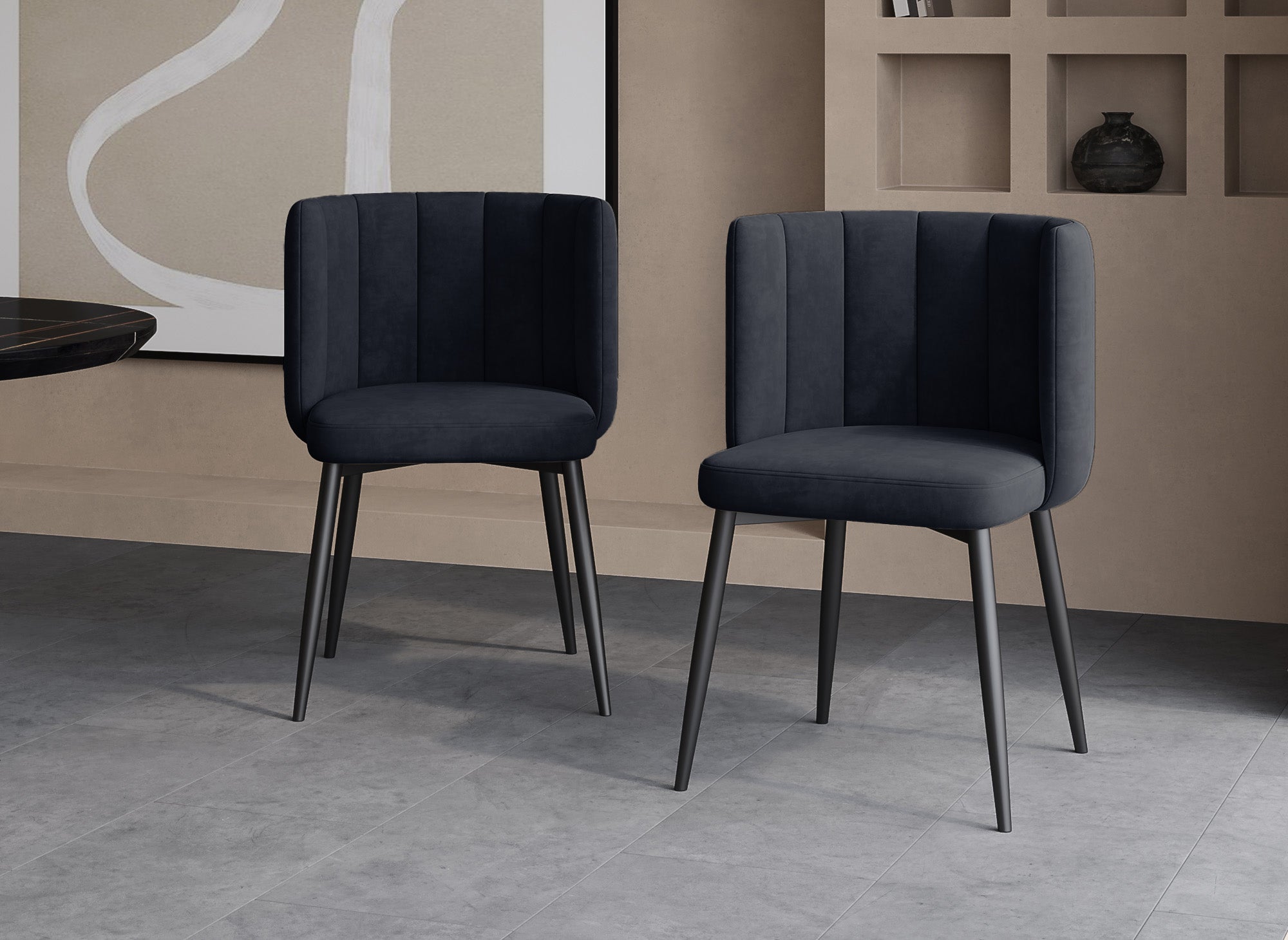2er-Set DEBBY Designer-Stühle aus schwarzem Samt