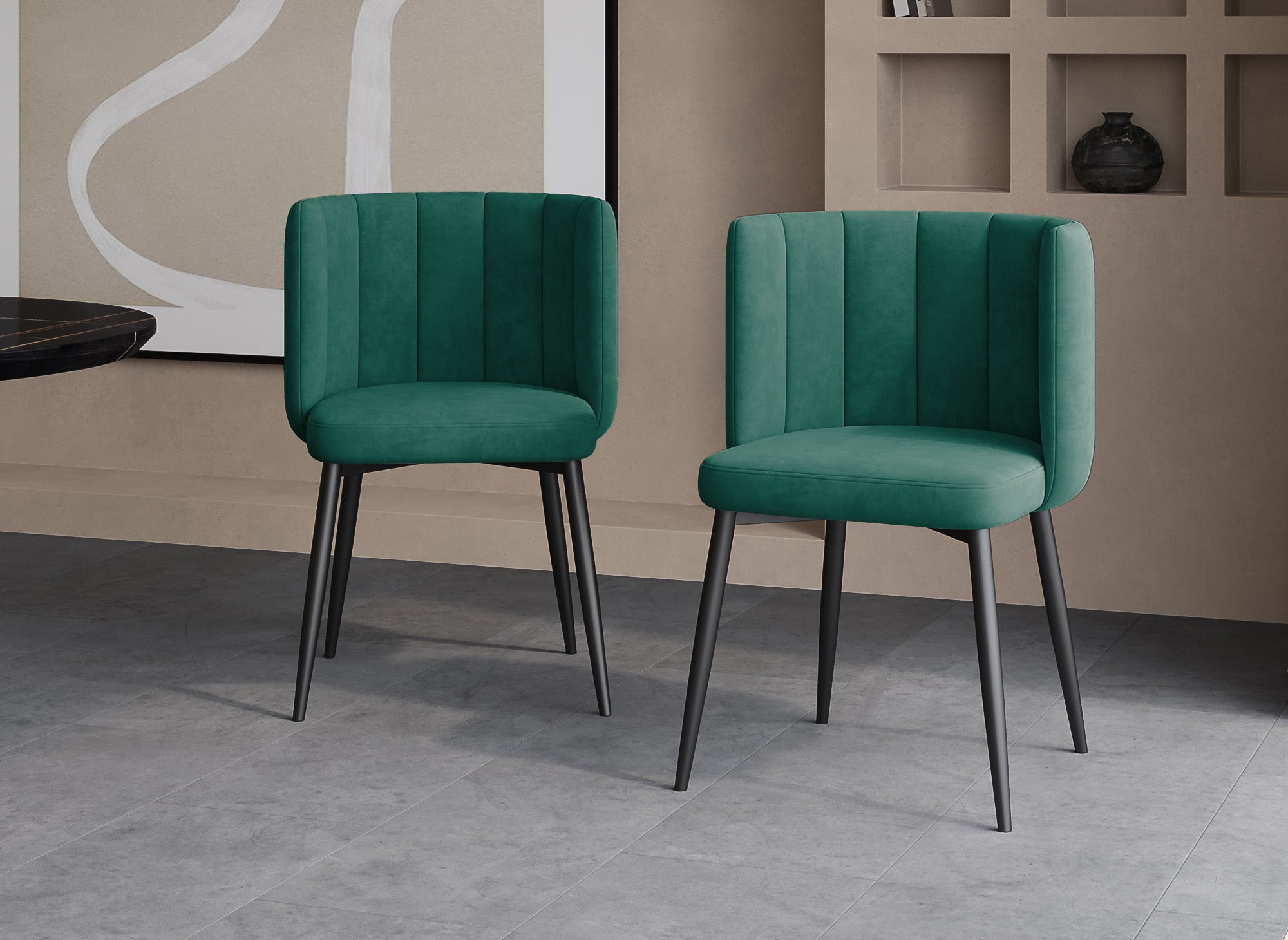 2er-Set DEBBY Designer-Stühle aus grünem Samt