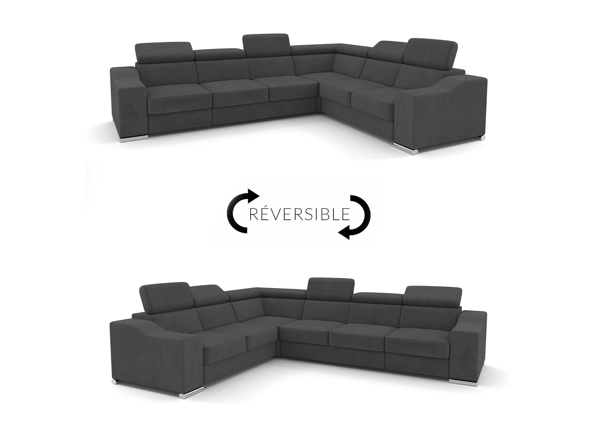 Ecksofa LEONIE, wendbar, aus anthrazitgrauem Cord