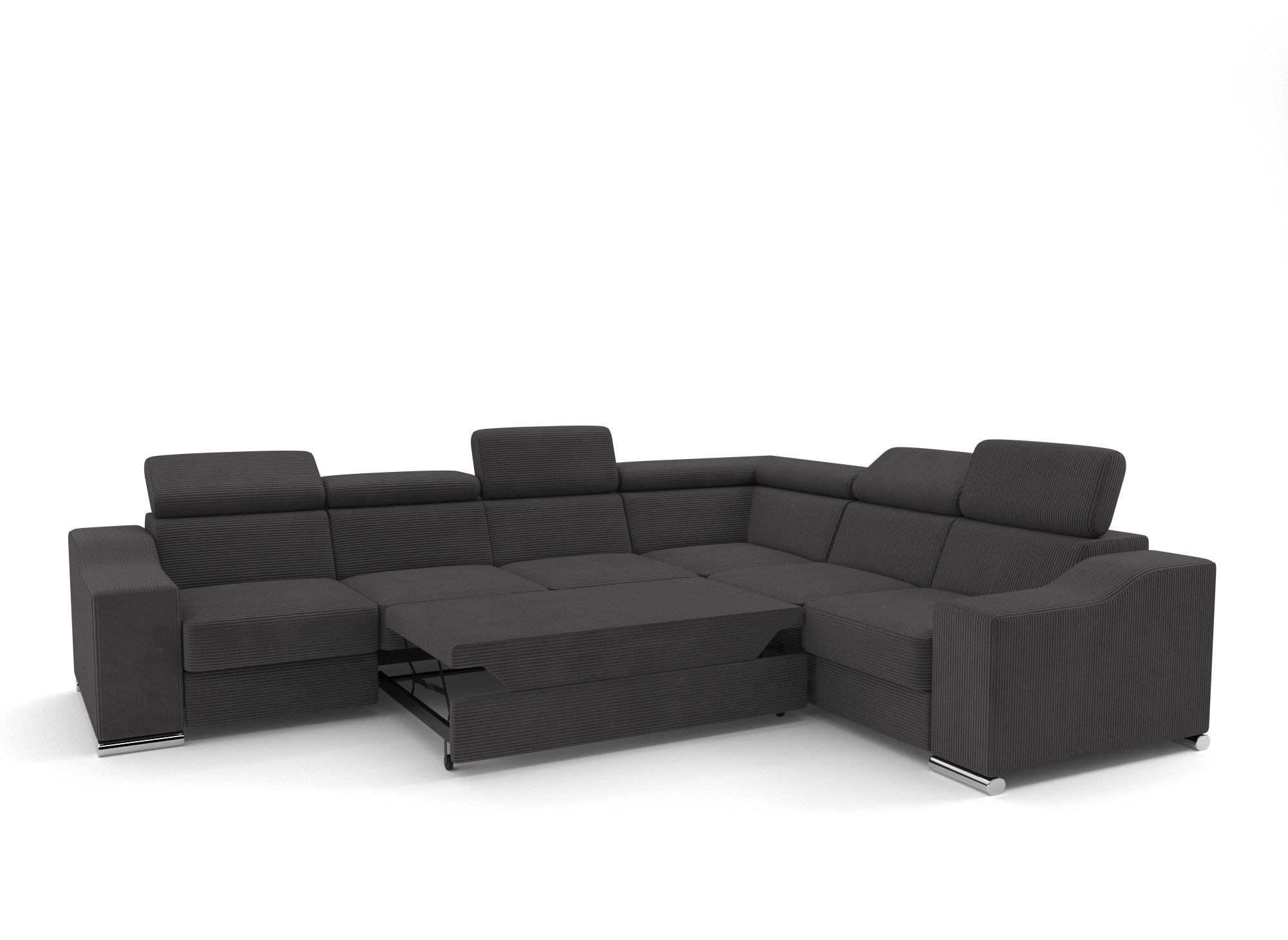 Ecksofa LEONIE, wendbar, aus anthrazitgrauem Cord