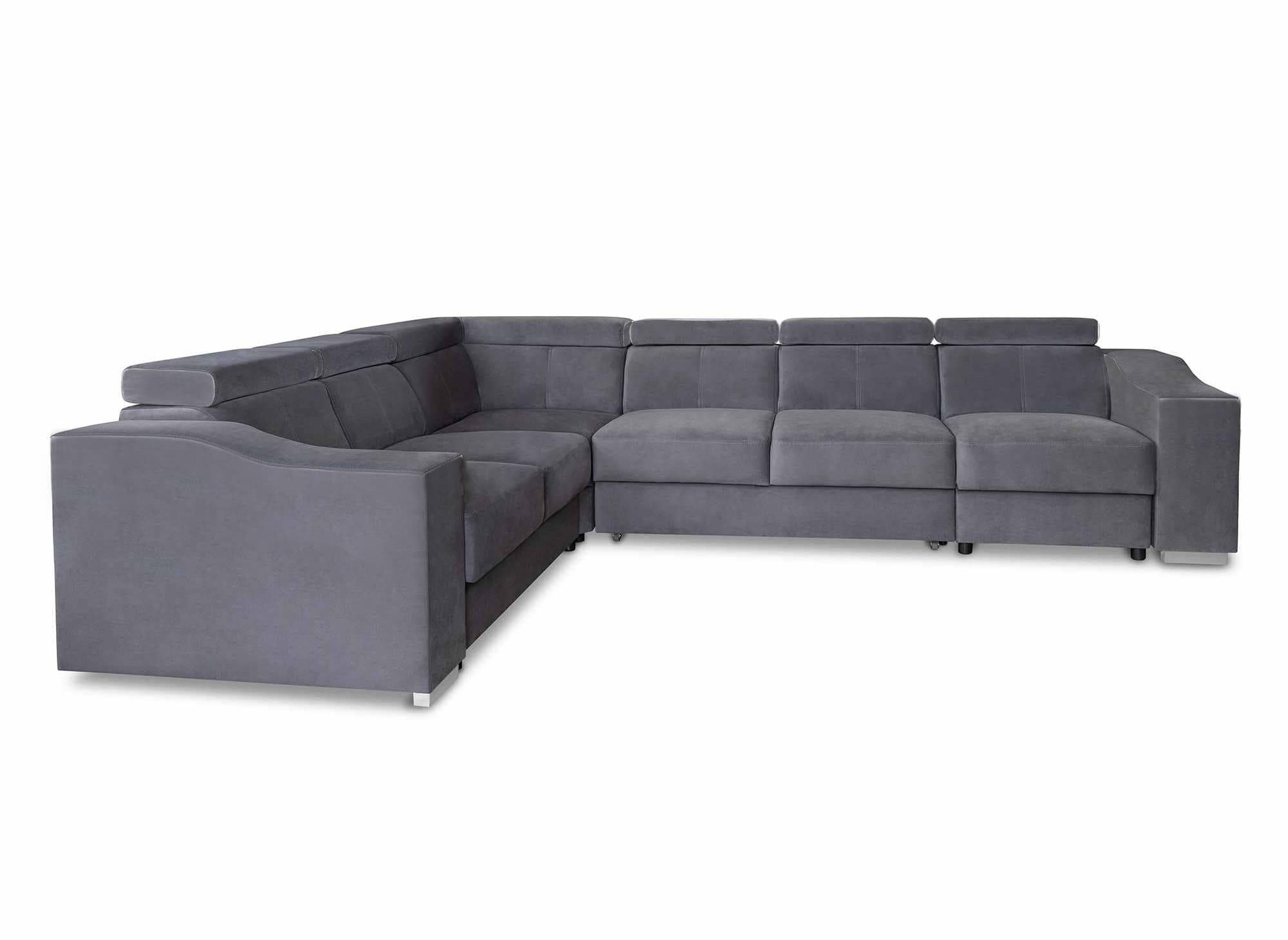 LEONIE Ecksofa aus grauem Samt, wendbar
