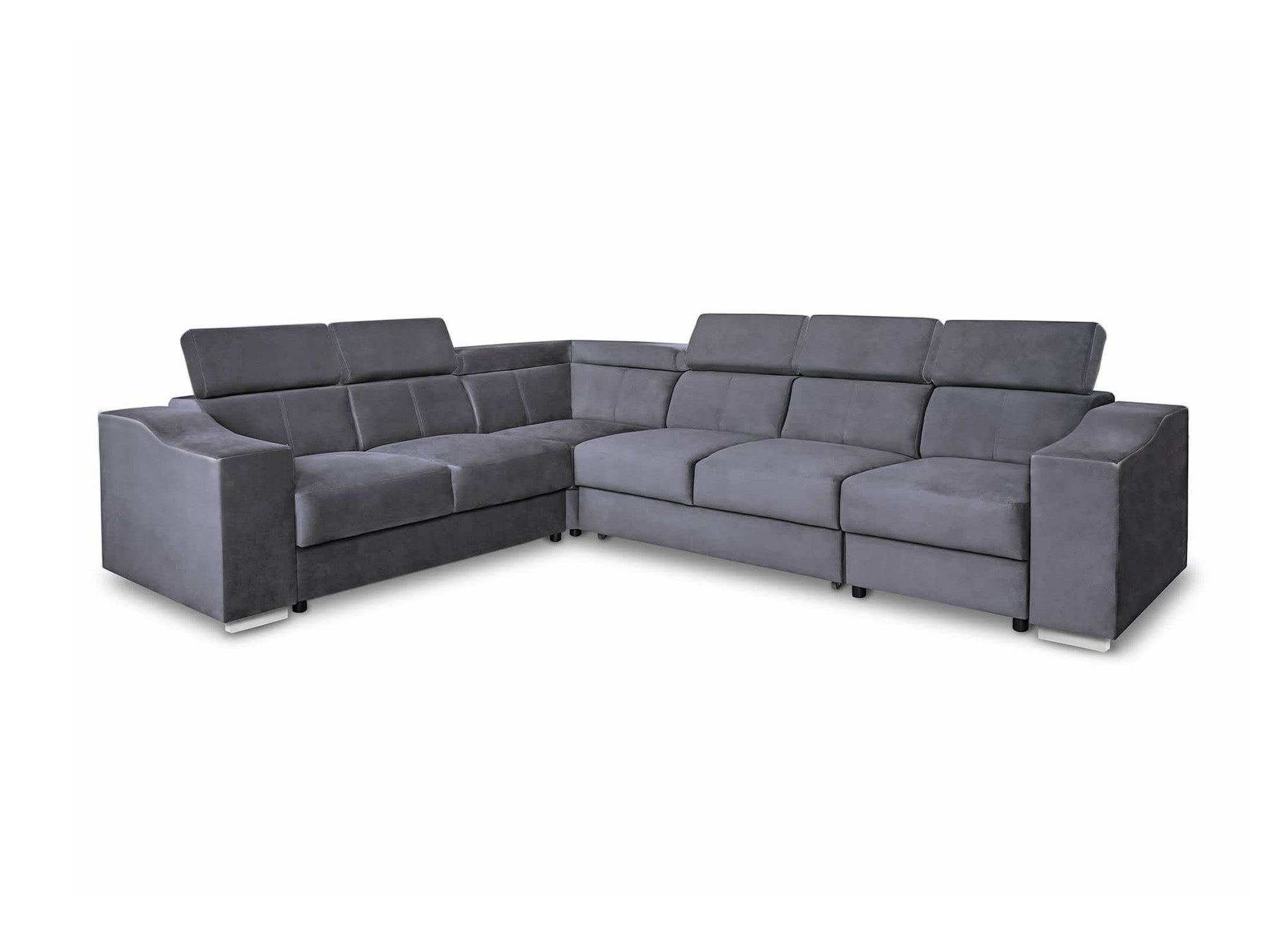 LEONIE Ecksofa aus grauem Samt, wendbar