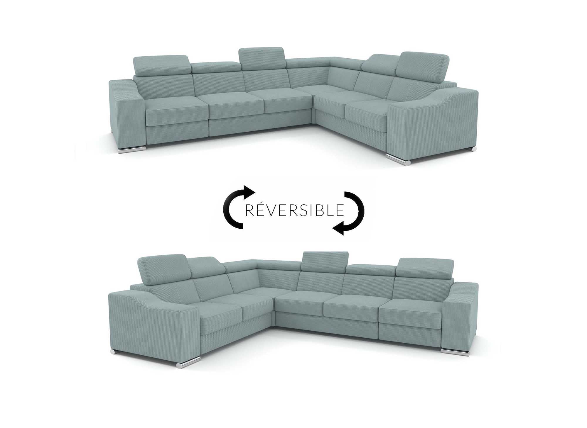 LEONIE Wende-Ecksofa aus wassergrünem Cord