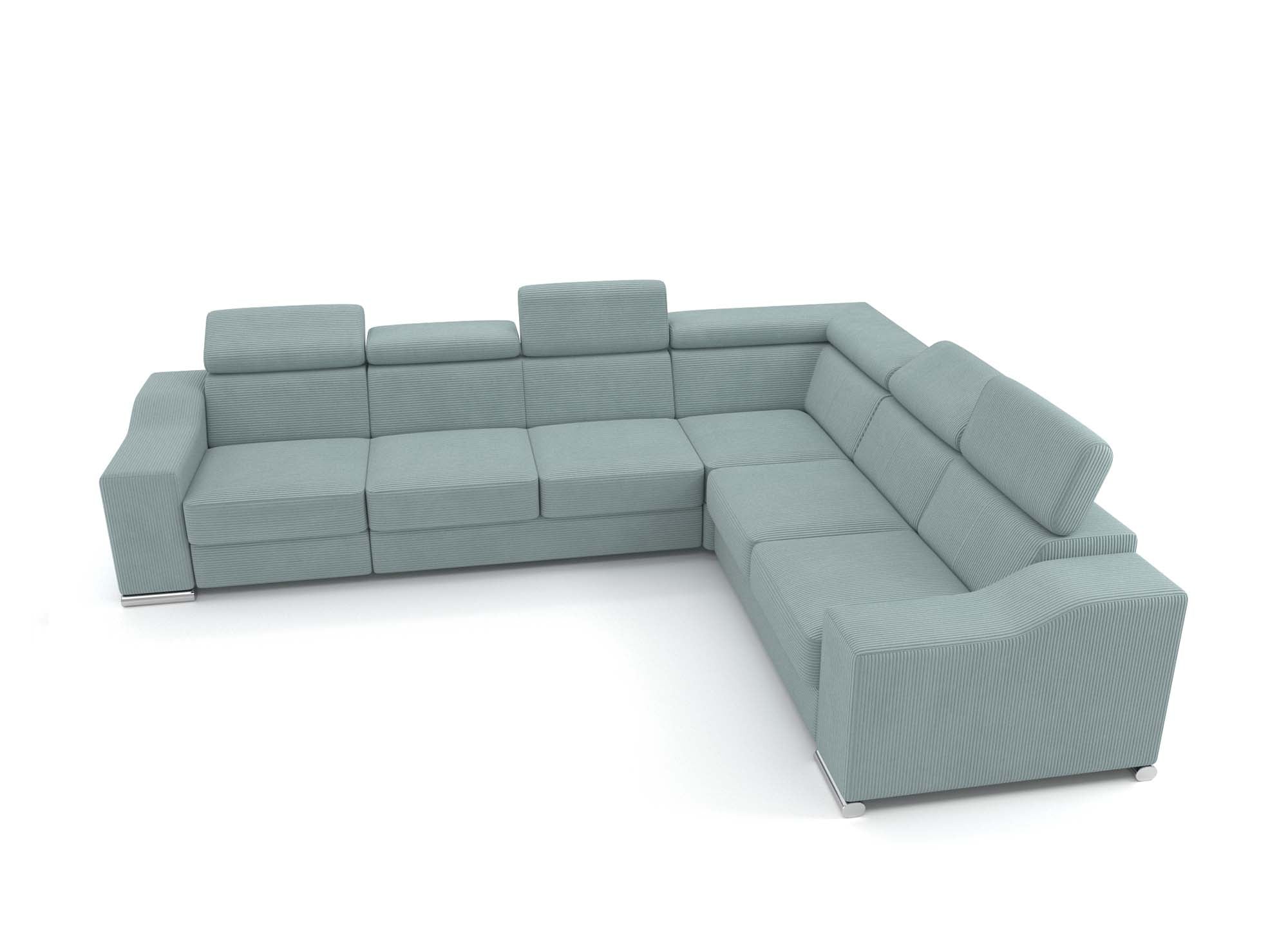 LEONIE Wende-Ecksofa aus wassergrünem Cord