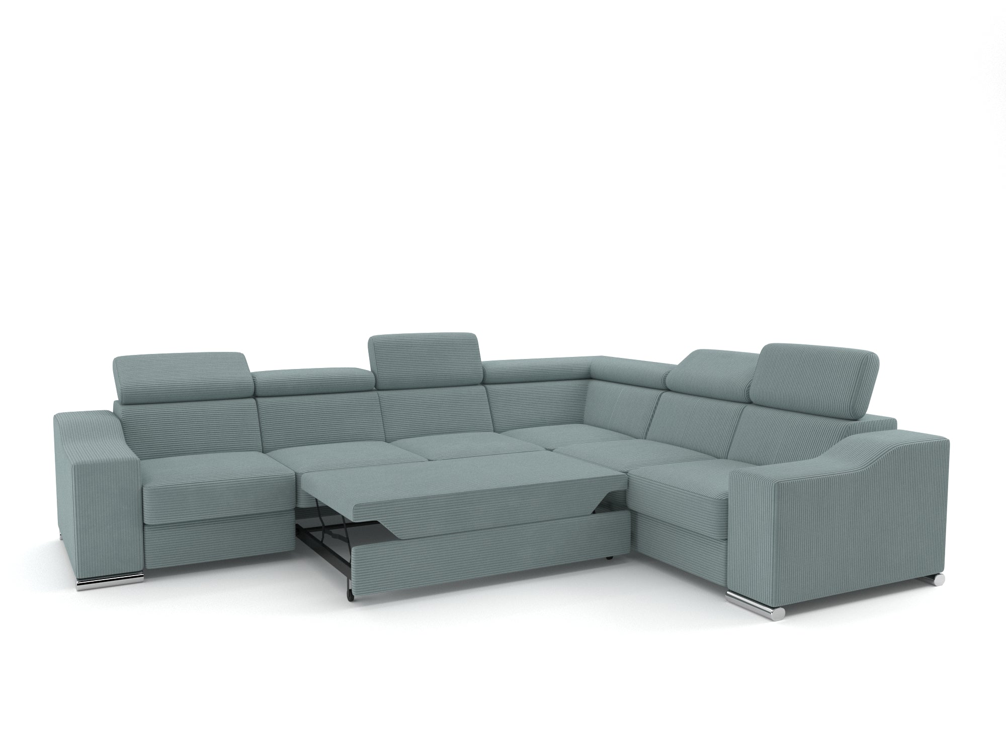 LEONIE Wende-Ecksofa aus wassergrünem Cord