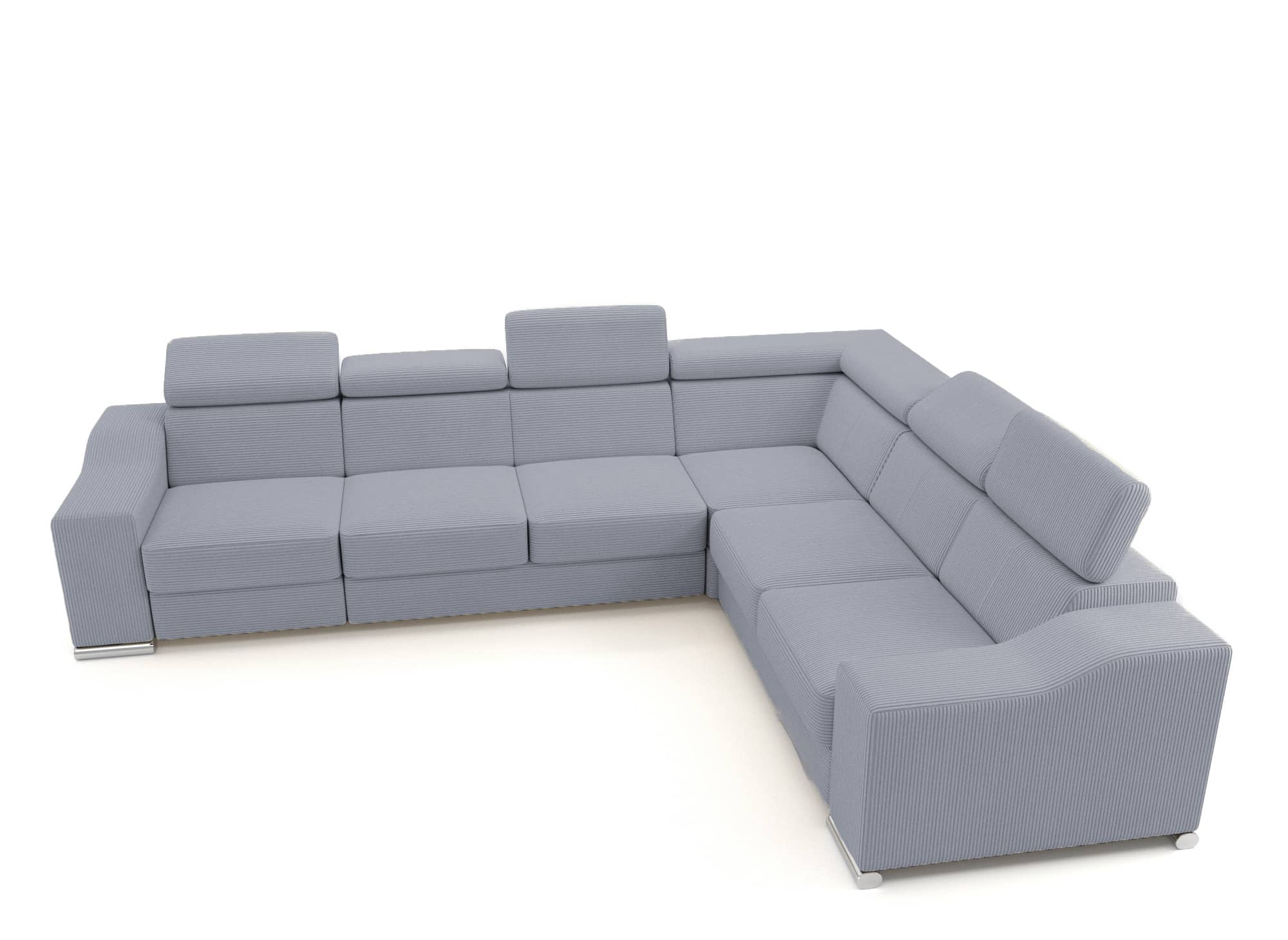 LEONIE Ecksofa aus hellgrauem Cord, wendbar
