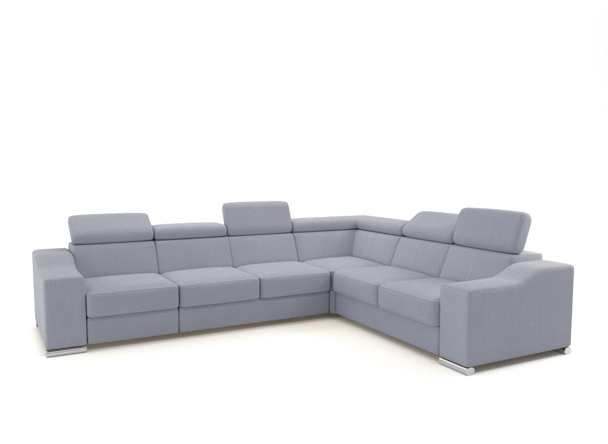 LEONIE Ecksofa aus hellgrauem Cord, wendbar