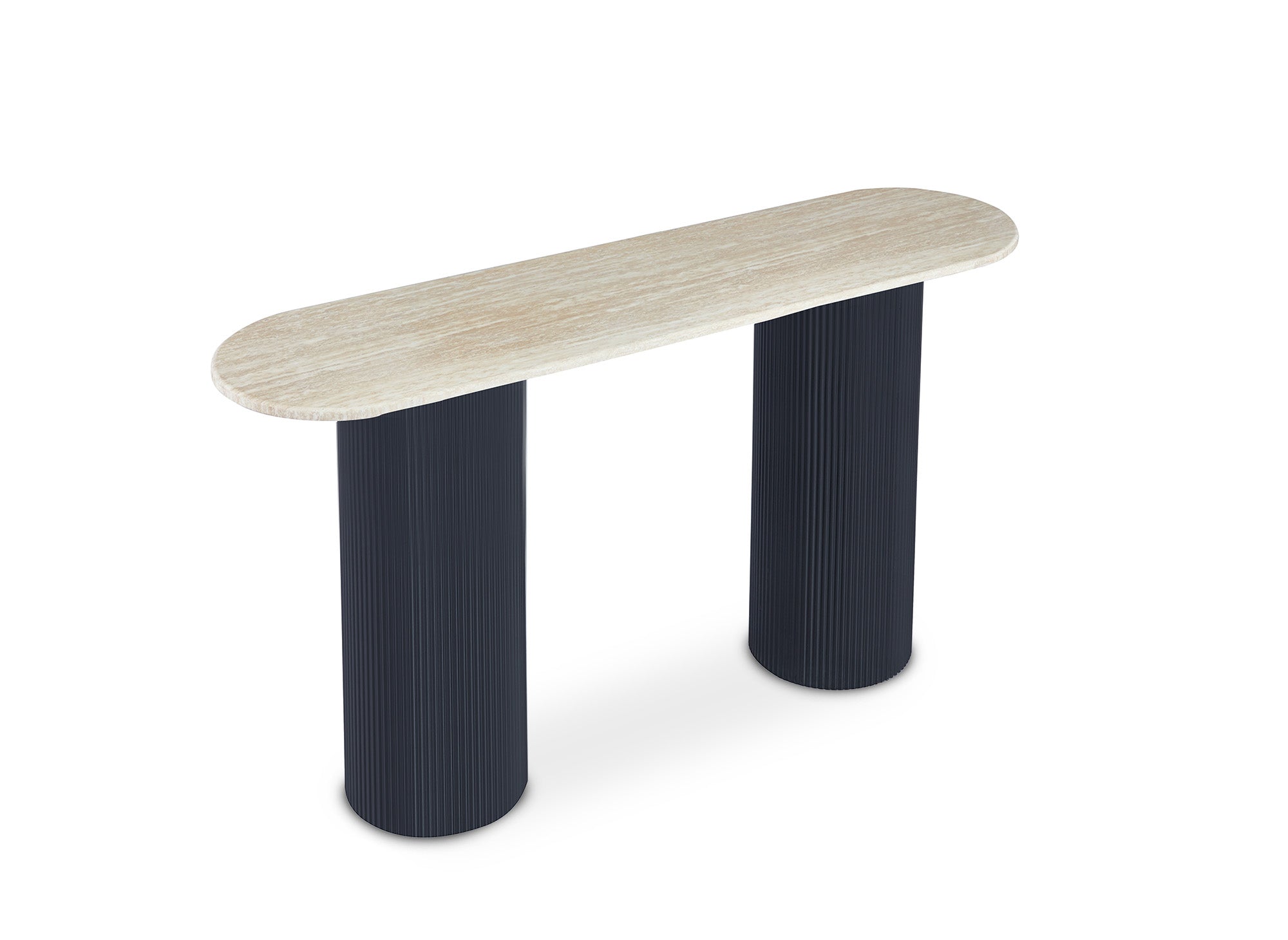 DHARA BLACK beige Verbundmarmorkonsole mit schwarzen Beinen
