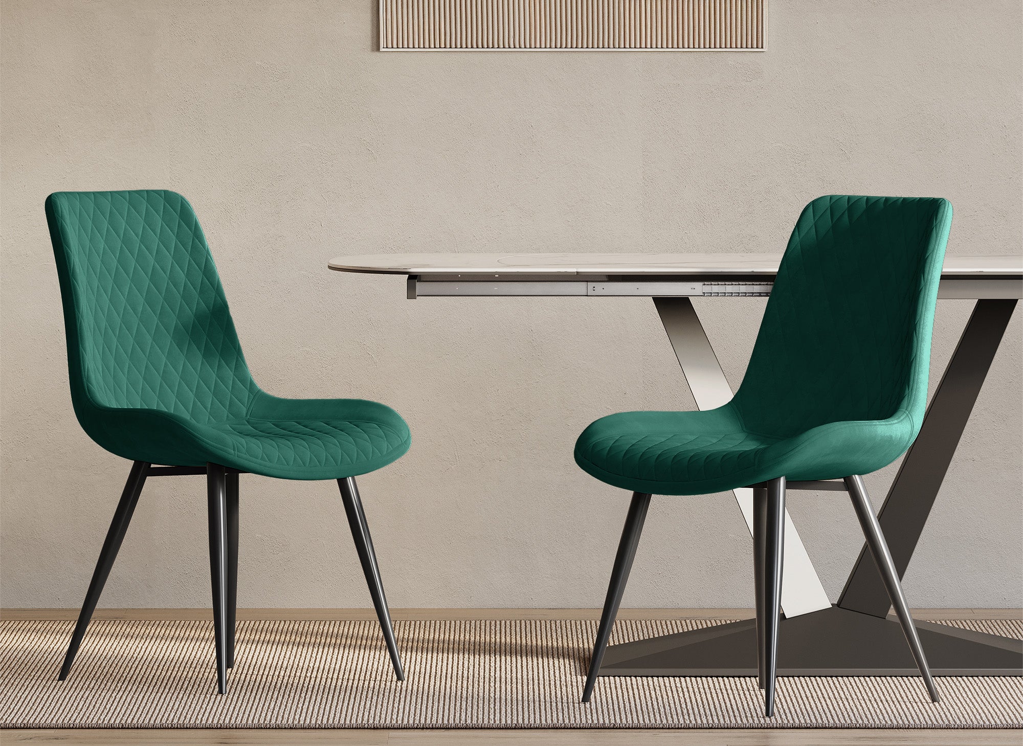 2er-Set YOLA Designer-Stühle aus grünem Samt