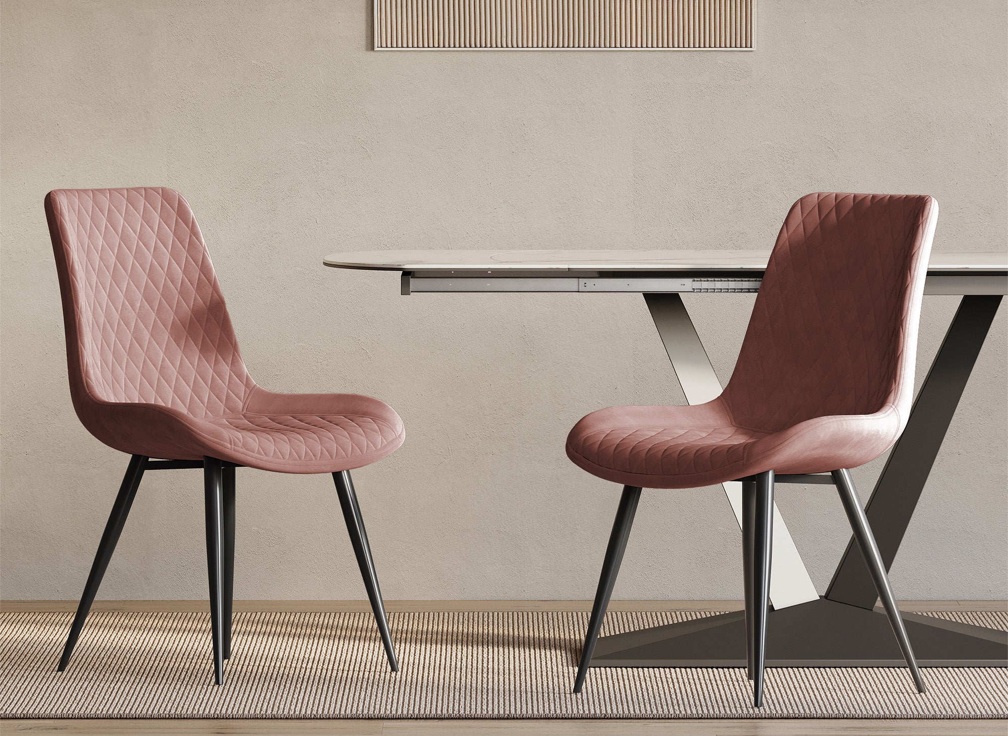 2er-Set YOLA Designer-Stühle aus rosa Samt
