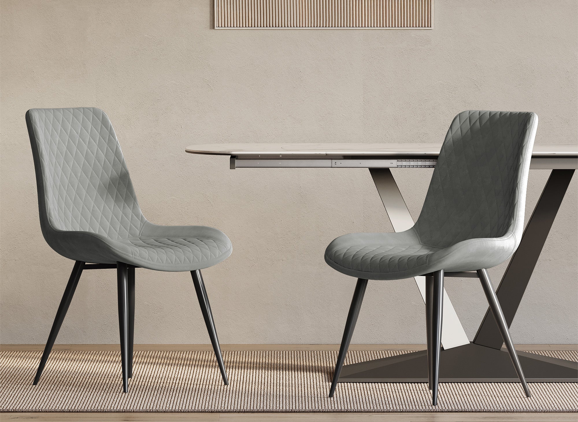 2er-Set YOLA Designer-Stühle aus grauem Samt