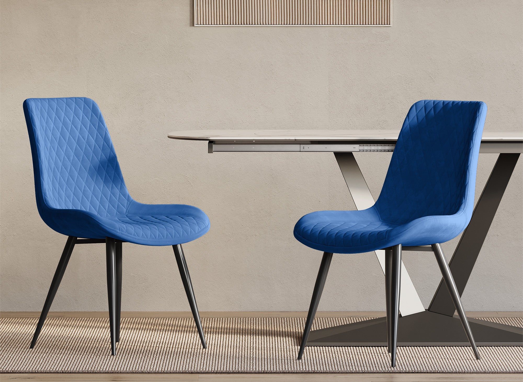2er-Set YOLA Designer-Stühle aus blauem Samt