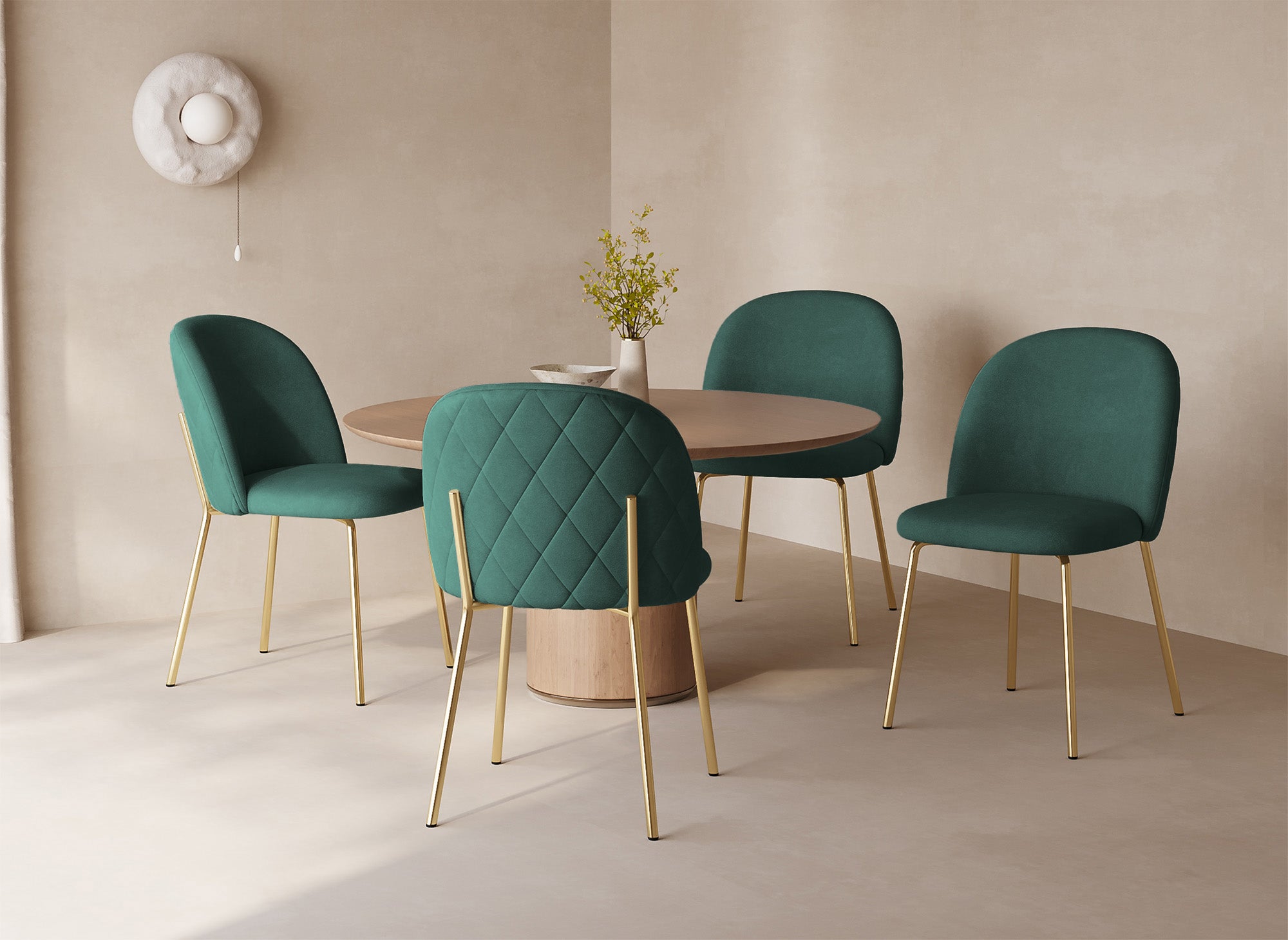 2er-Set KENNETH Designer-Stühle aus grünem Samt