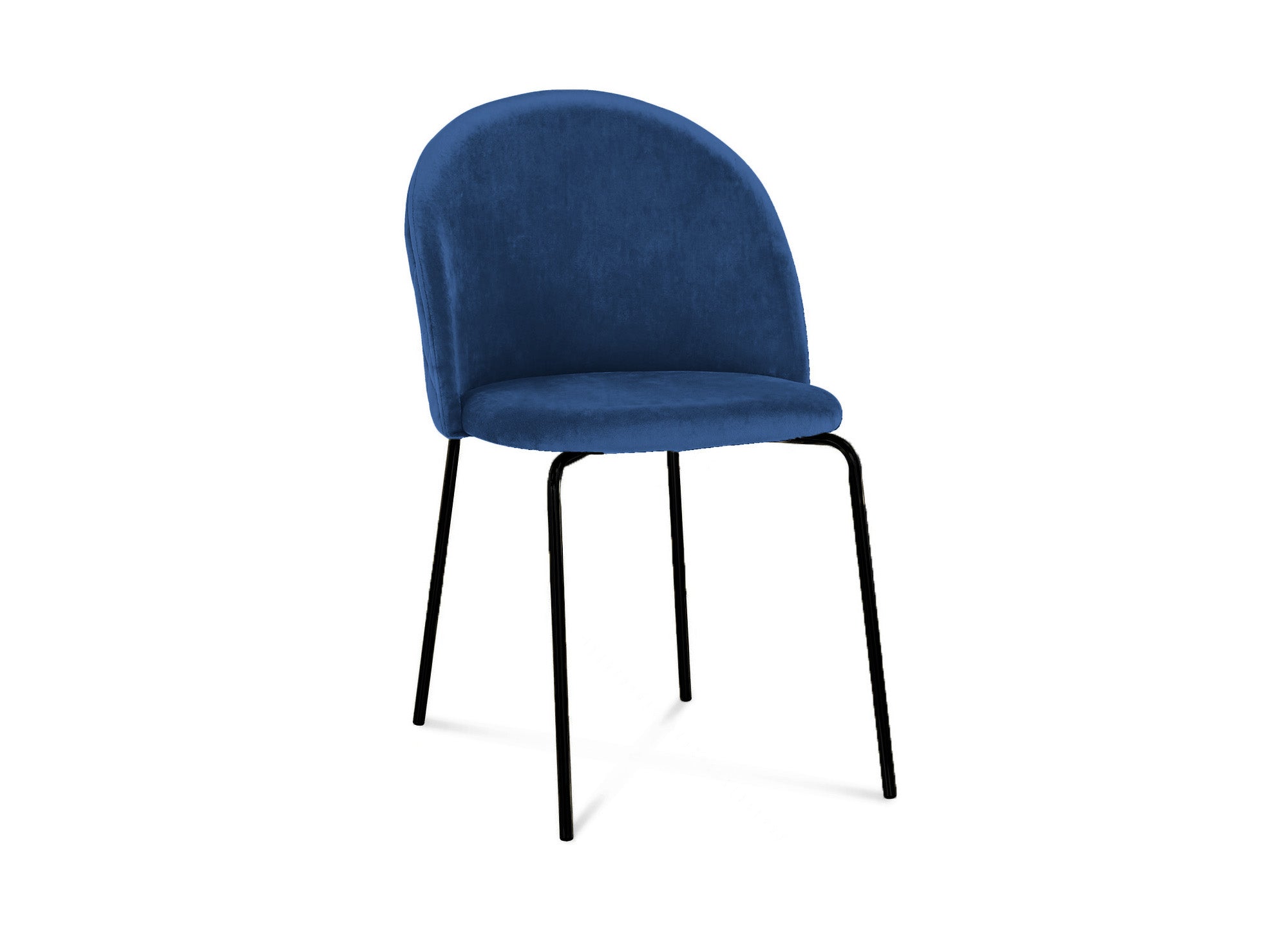 2er Set Designerstühle aus blauem Samt mit schwarzen Beinen KENNETH