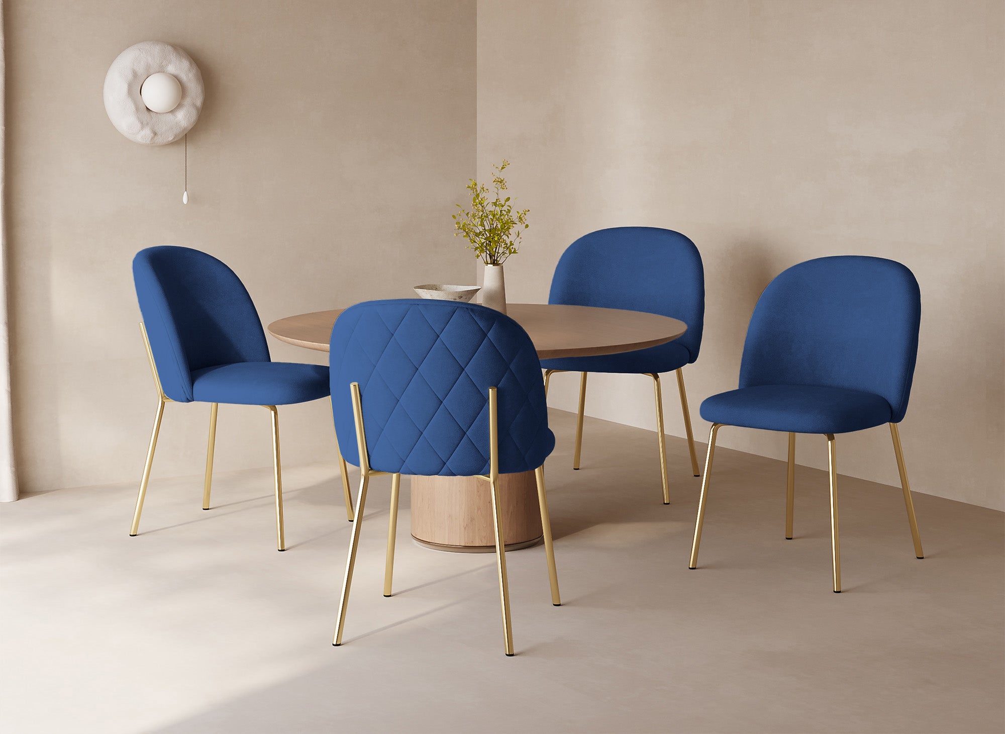 2er-Set KENNETH Designer-Stühle aus blauem Samt