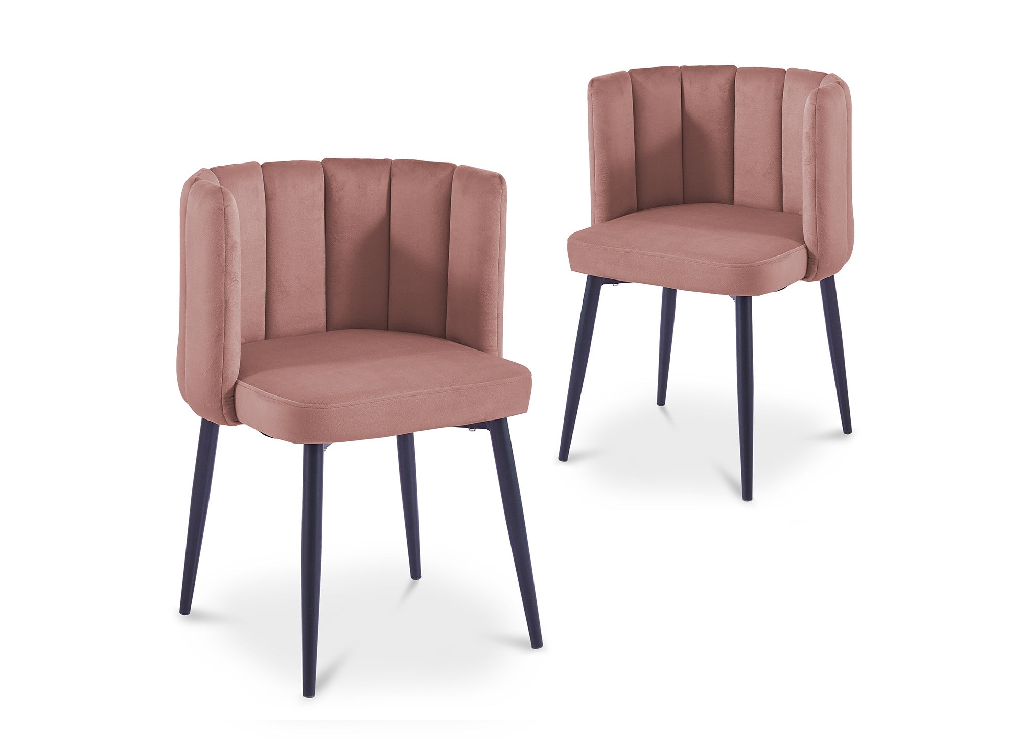 2er-Set Designer-Stühle DEBBY aus rosa Samt