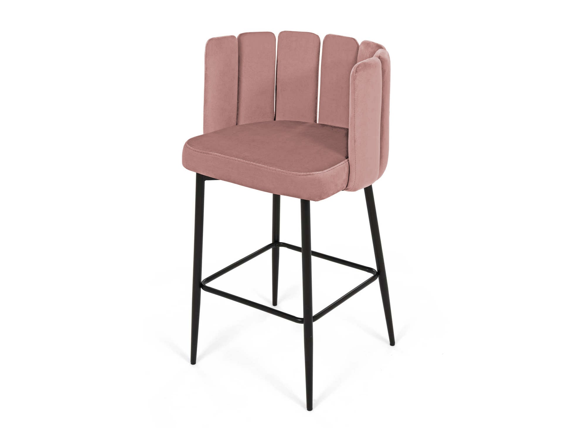2er-Set Designer-Barhocker DEBBY aus rosa Samt