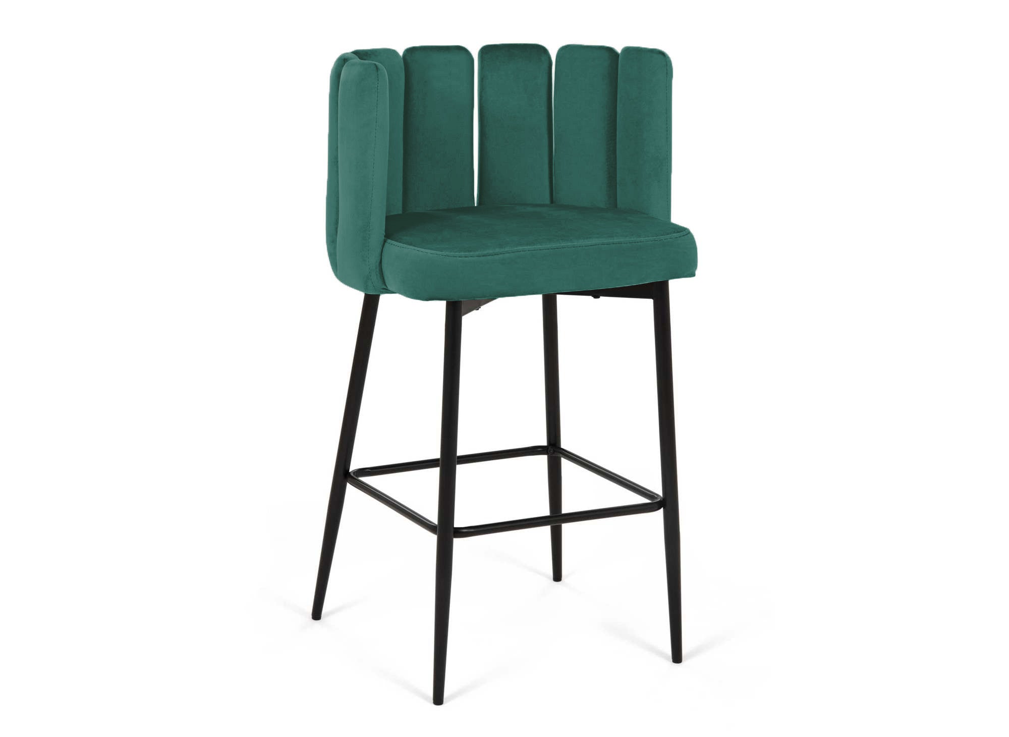 2er-Set Designer-Barhocker DEBBY aus grünem Samt