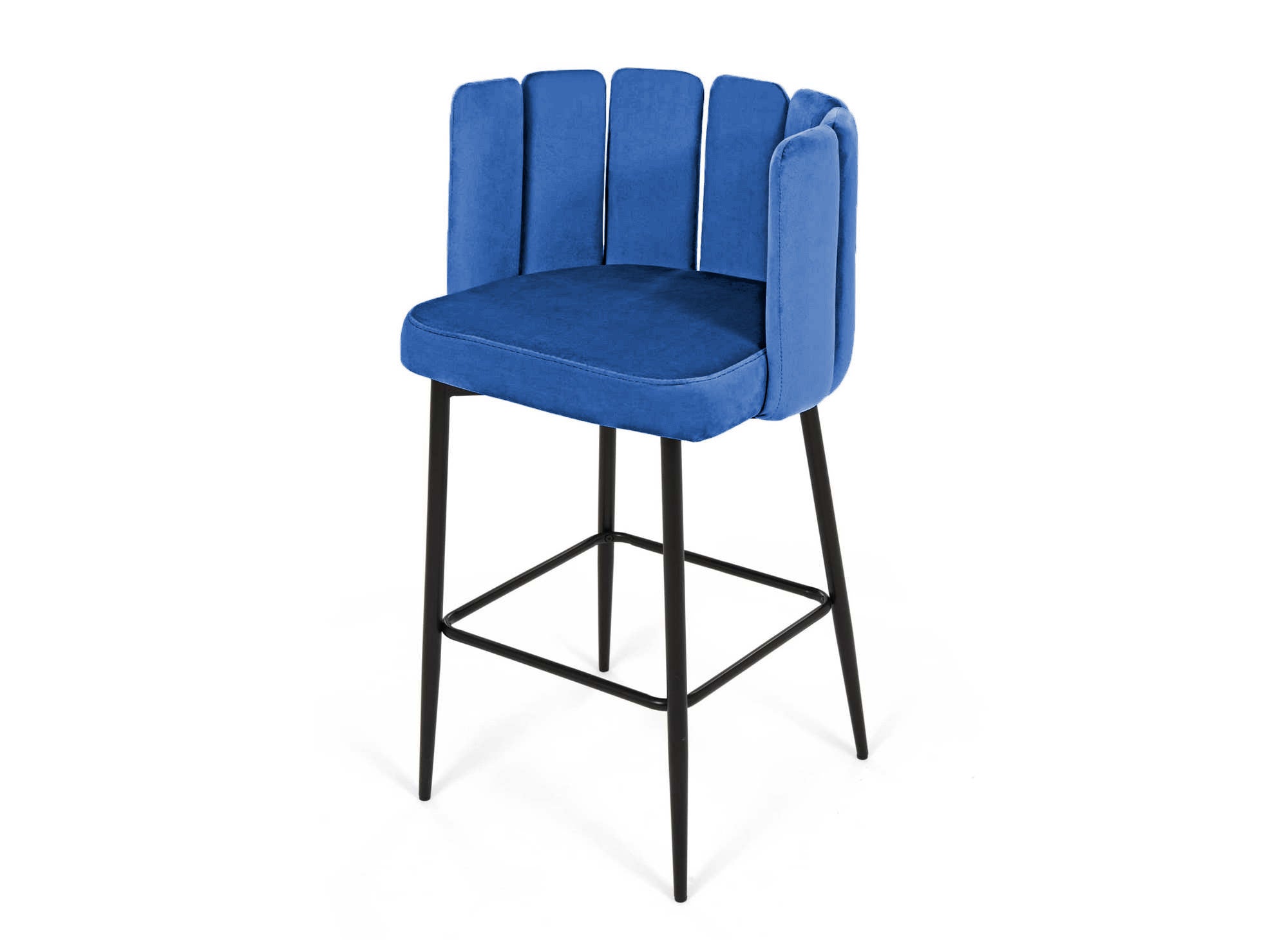 2er-Set Designer-Barhocker DEBBY aus blauem Samt
