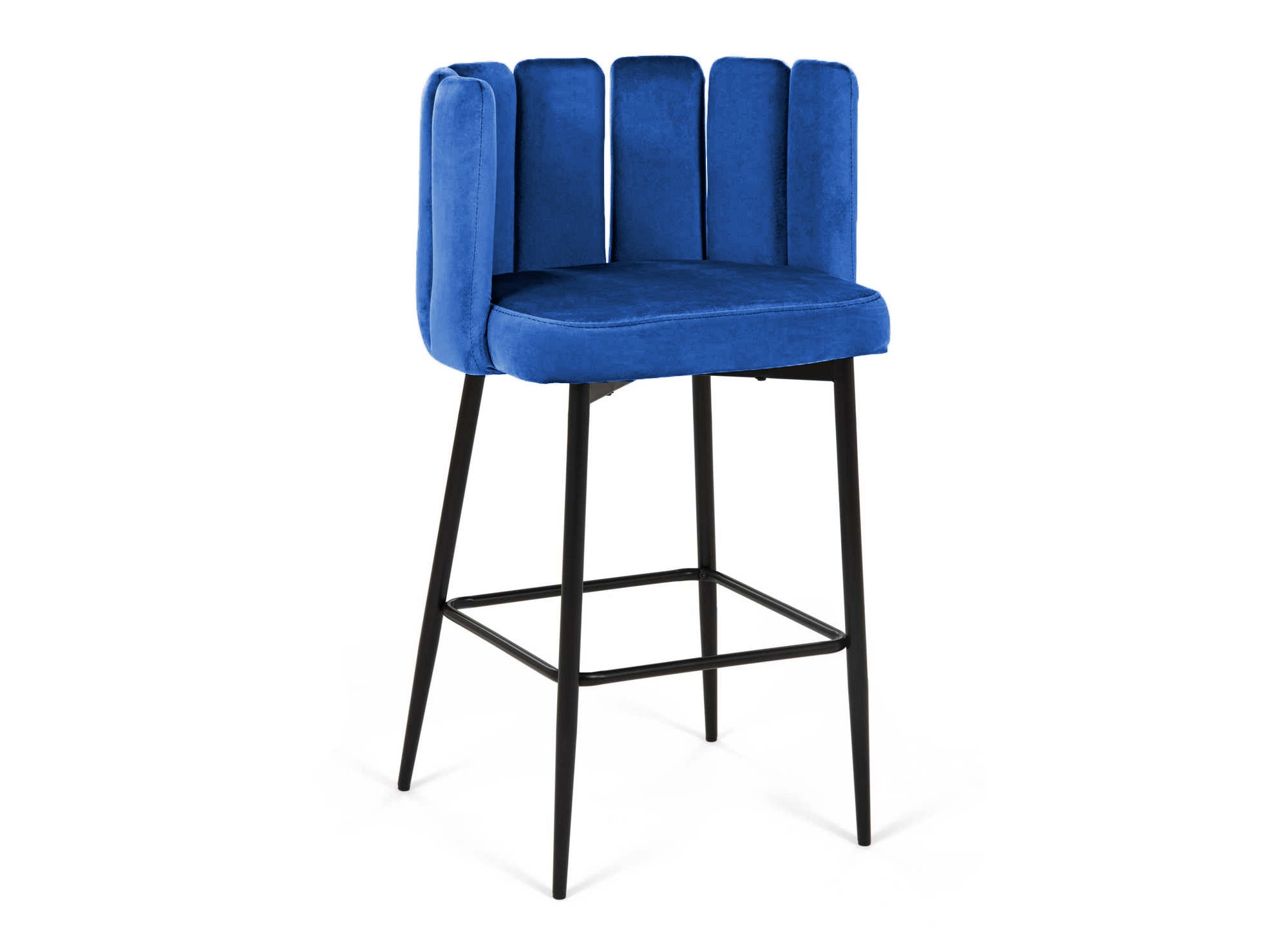 2er-Set Designer-Barhocker DEBBY aus blauem Samt