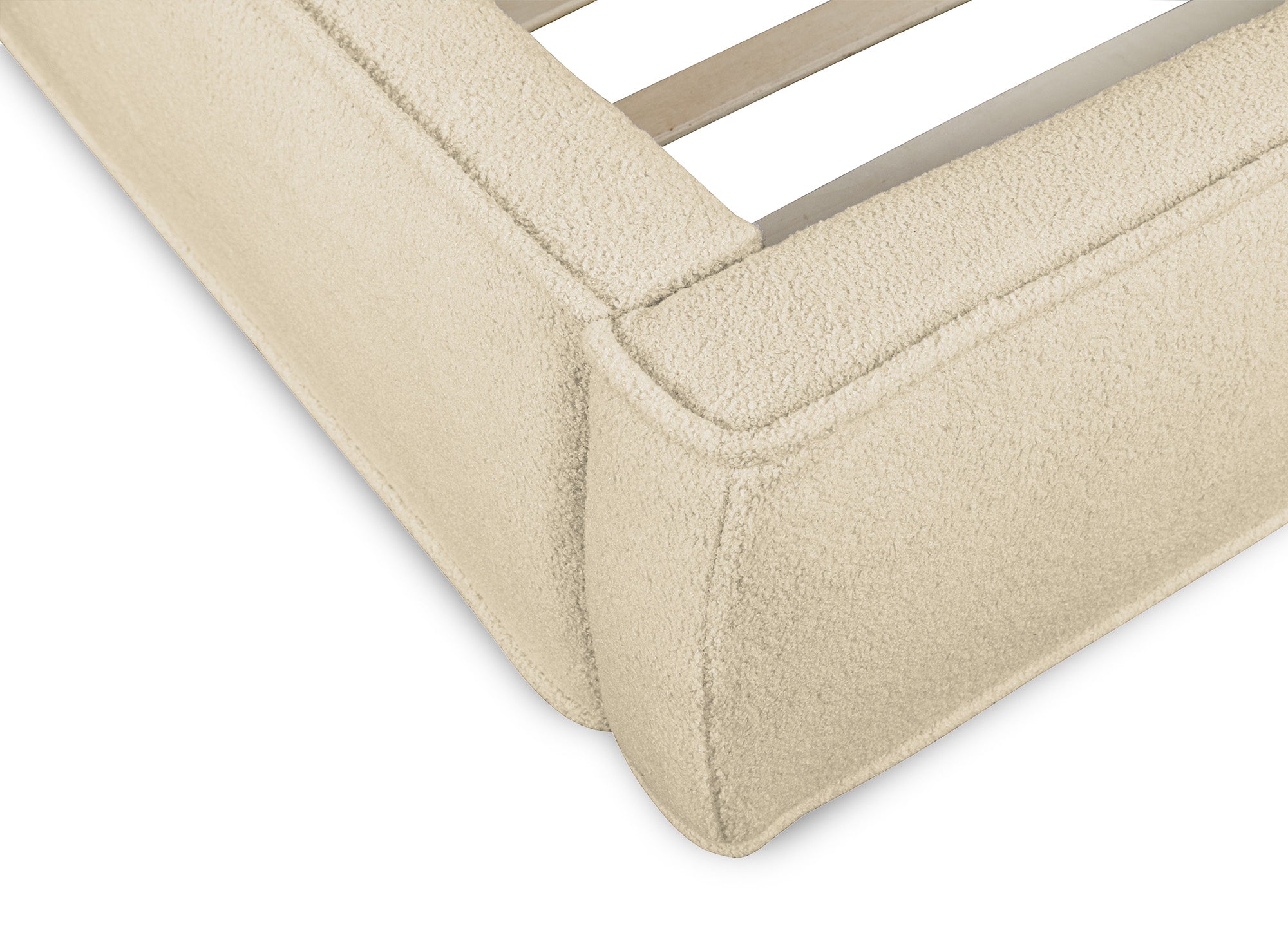 Doppelbett in beigem Frotteestoff 160x200cm YUNA