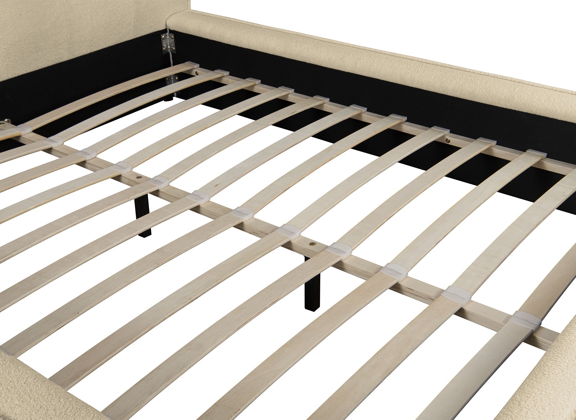 Doppelbett in beigem Frotteestoff 160x200cm YUNA