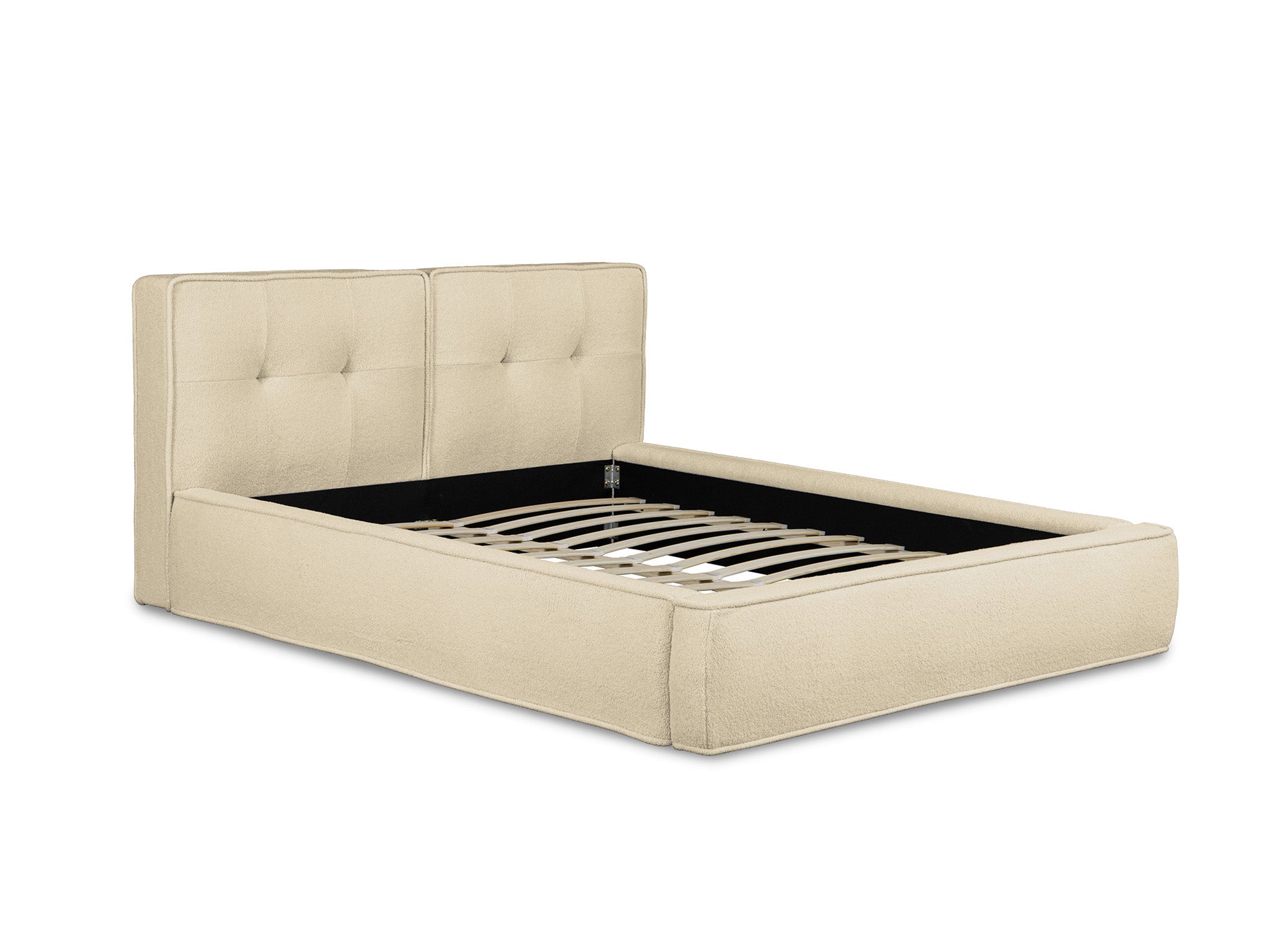 Doppelbett in beigem Frotteestoff 160x200cm YUNA