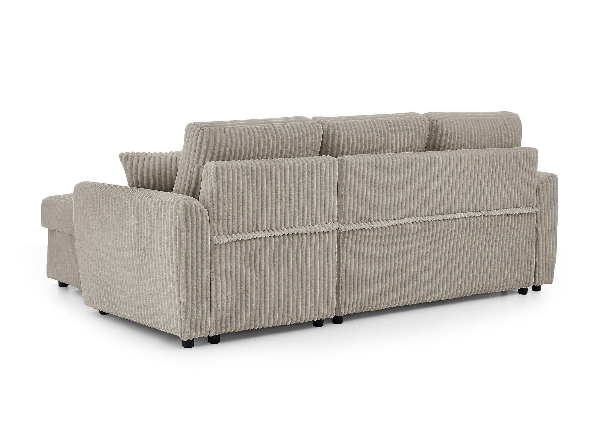 ADRYEN umwandelbares und wendbares Ecksofa mit Stauraum aus dickem Taupe-Cord