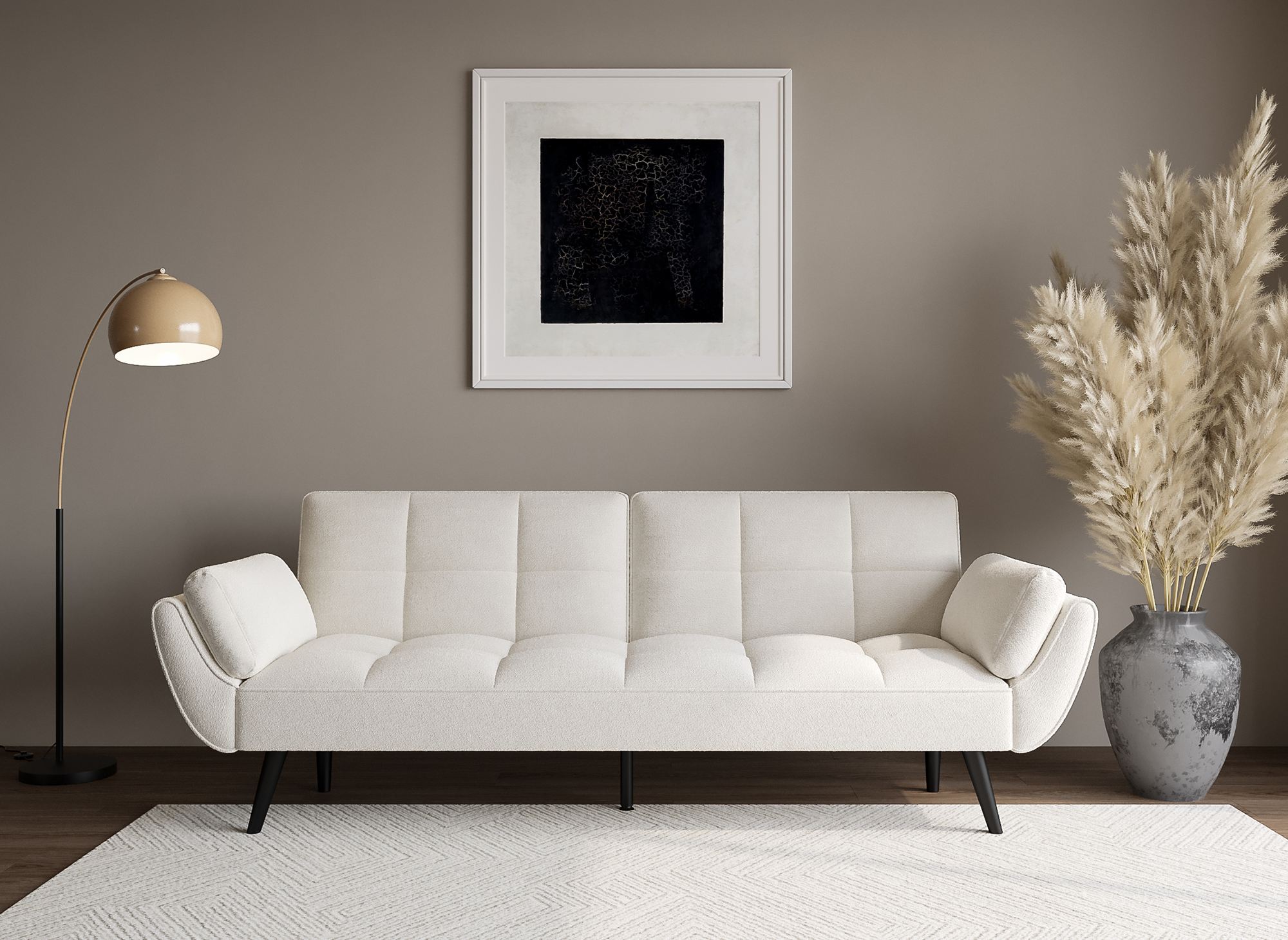 NARA 3-Sitzer-Schlafsofa aus ecru-weißem Bouclé-Stoff