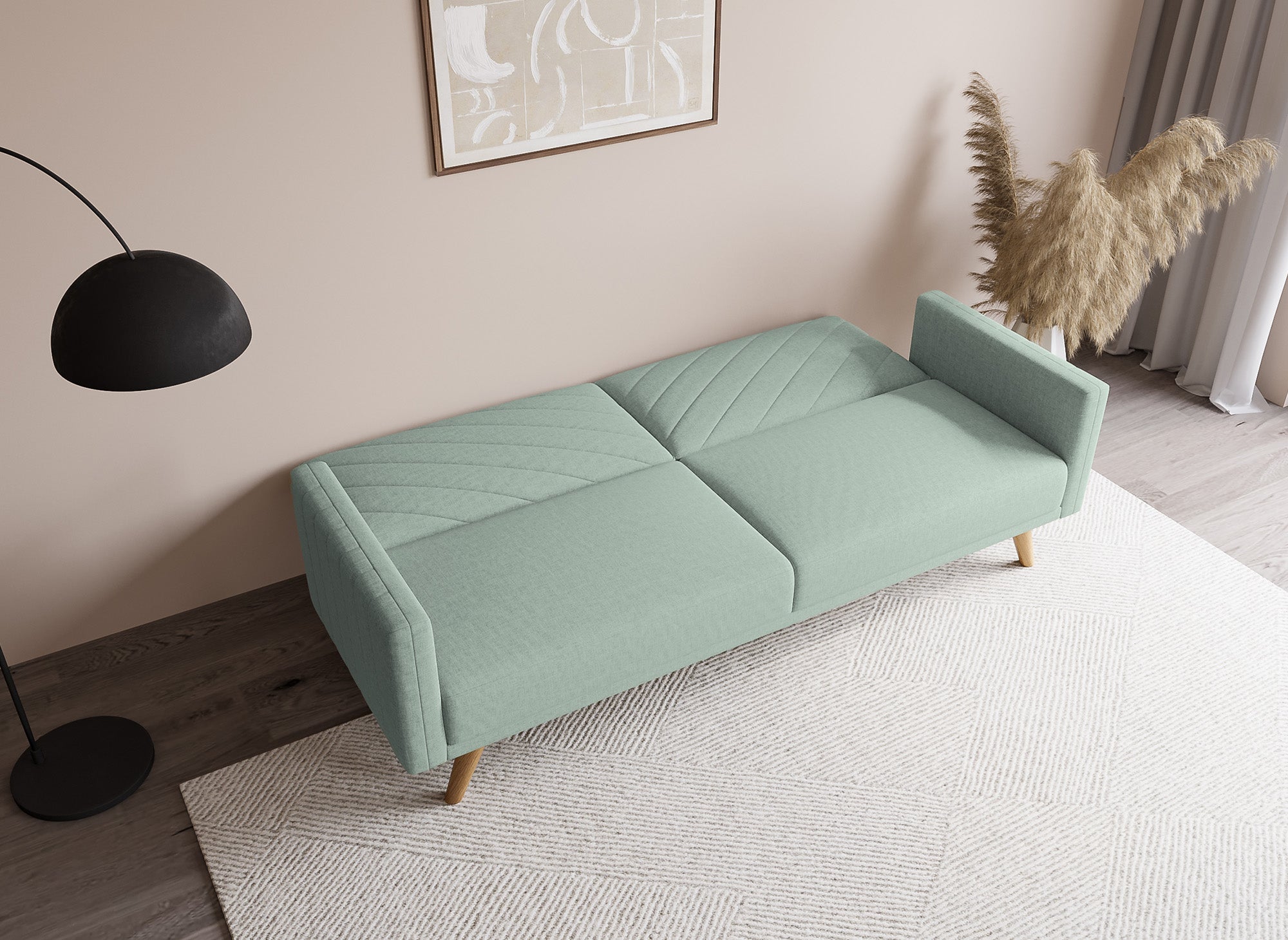 BALDER Skandinavisches umwandelbares 3-Sitzer-Sofa aus wassergrünem Stoff