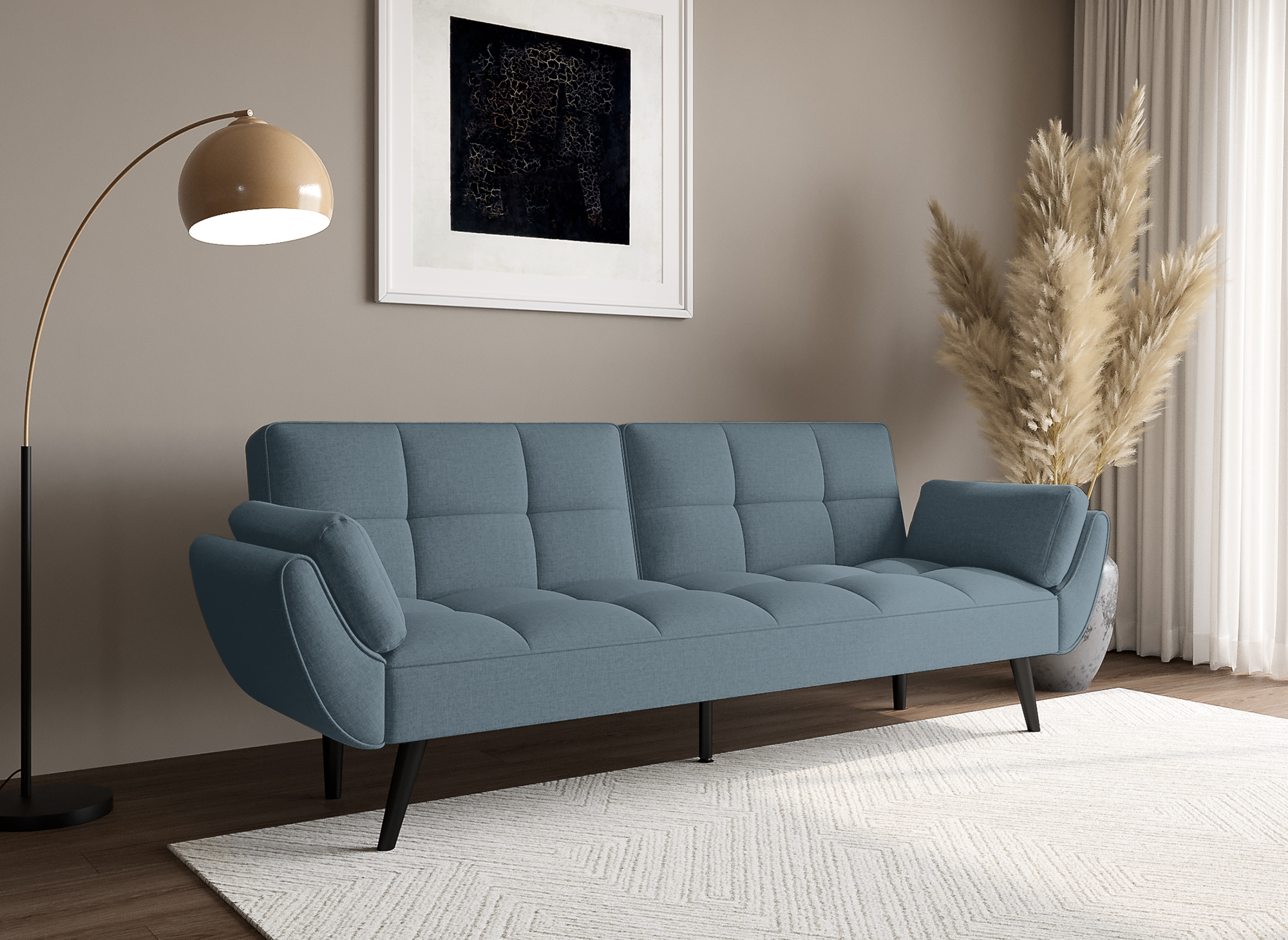 NARA 3-Sitzer-Schlafsofa aus aquablauem Stoff