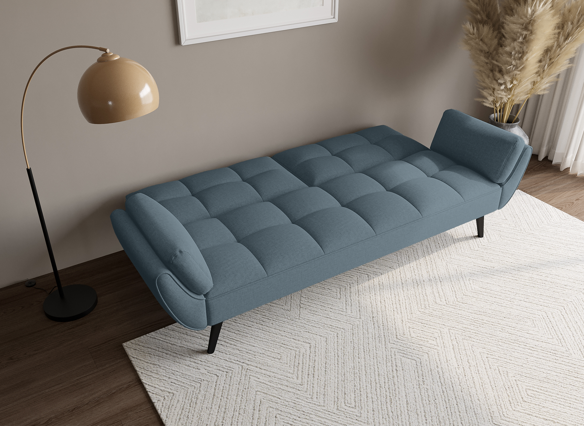 NARA 3-Sitzer-Schlafsofa aus aquablauem Stoff