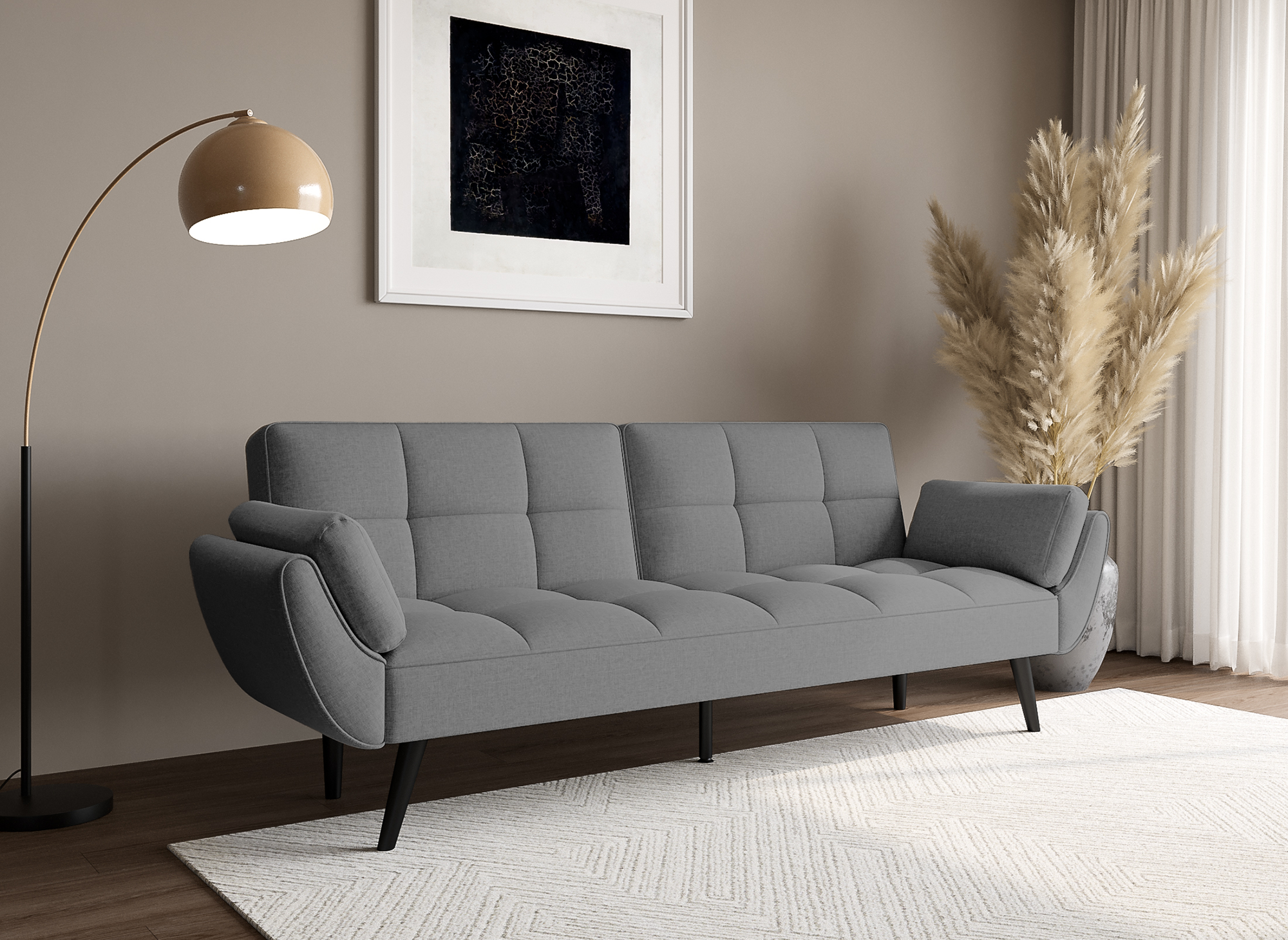 NARA 3-Sitzer-Schlafsofa aus hellgrauem Stoff