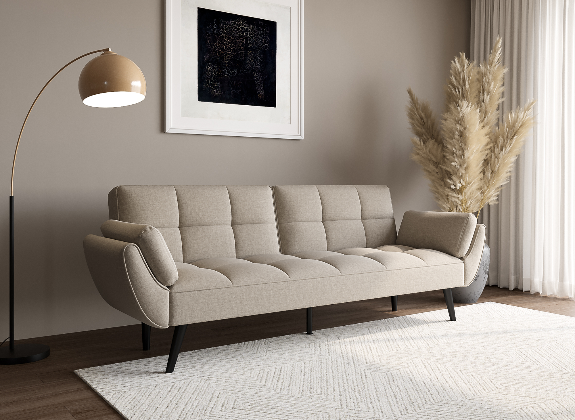 NARA 3-Sitzer-Schlafsofa aus beigefarbenem Stoff