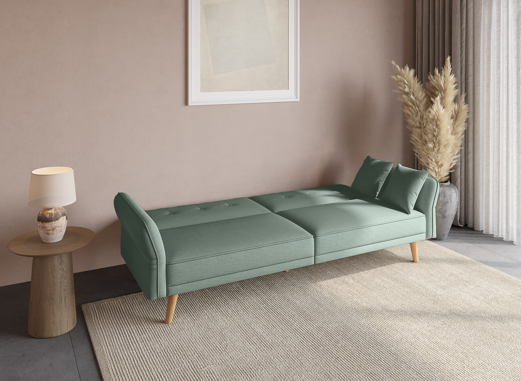 CHILI 3-Sitzer-Schlafsofa aus wassergrünem Stoff