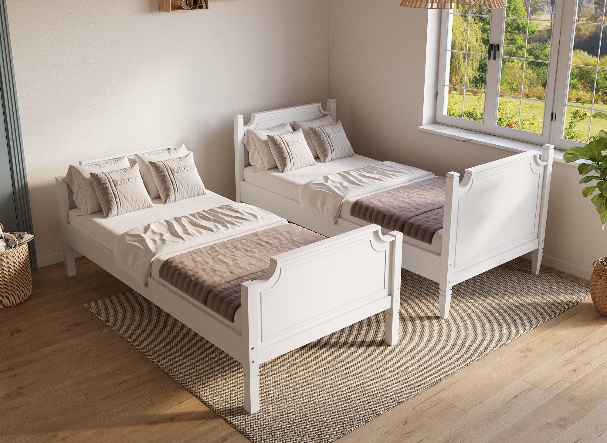 PAULINE weißes, teilbares Etagenbett aus Holz 90 x 190 cm