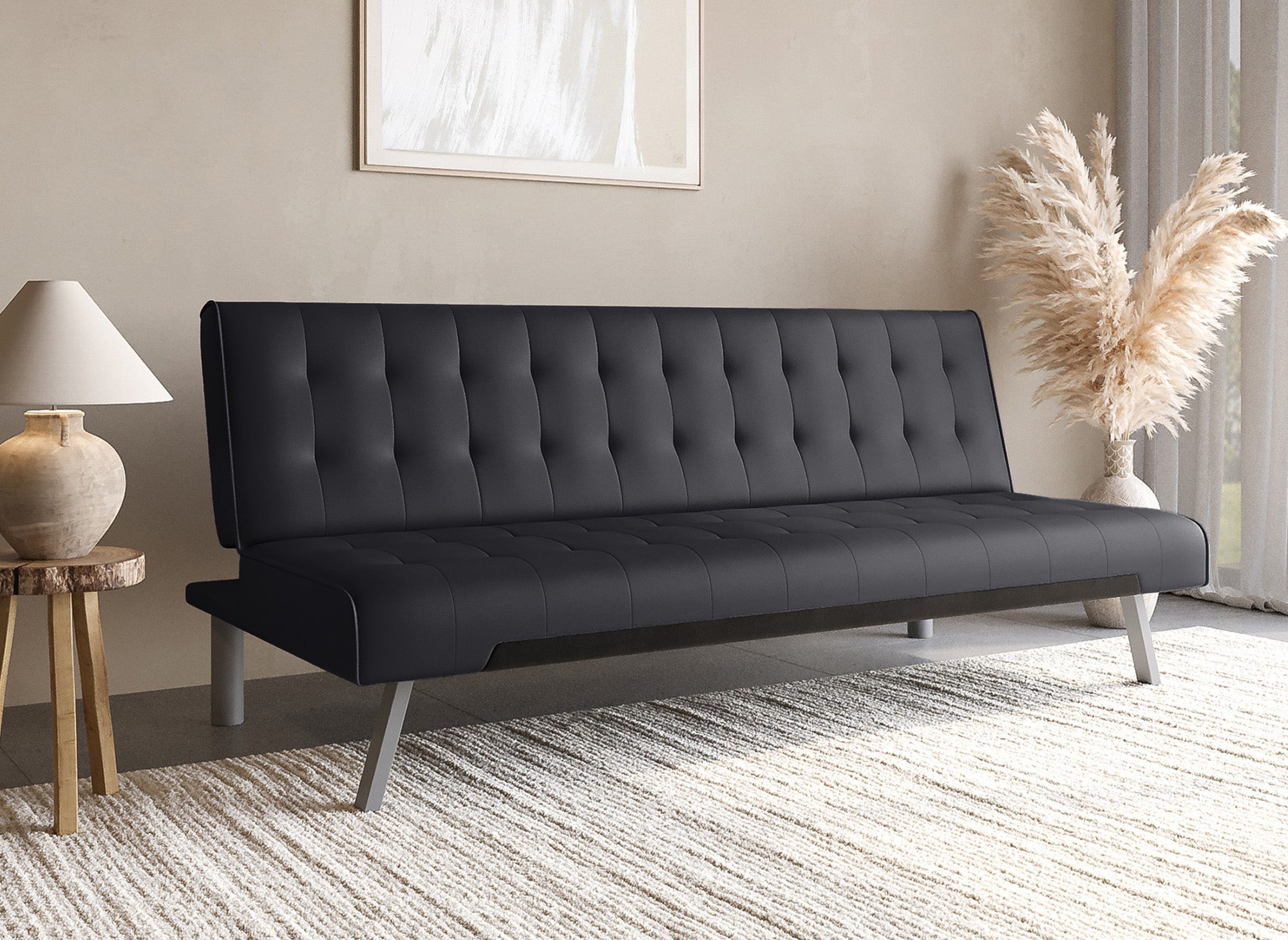 Schwarzes gepolstertes Designer-Schlafsofa KEDY