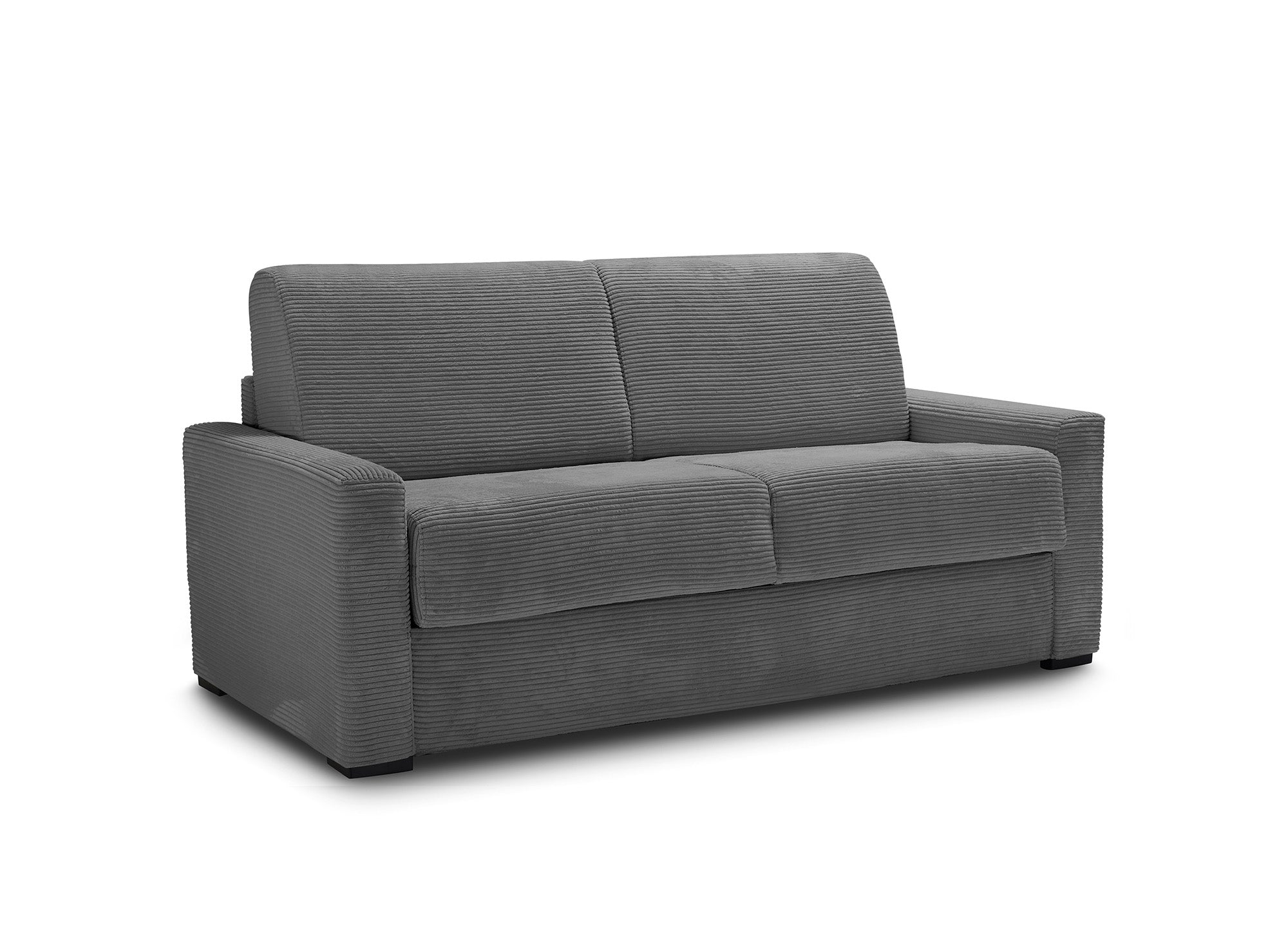 LOUNA LUXE 3-Sitzer-Schlafsofa aus dunkelgrauem Cord mit Expressöffnung und 18 cm Matratze