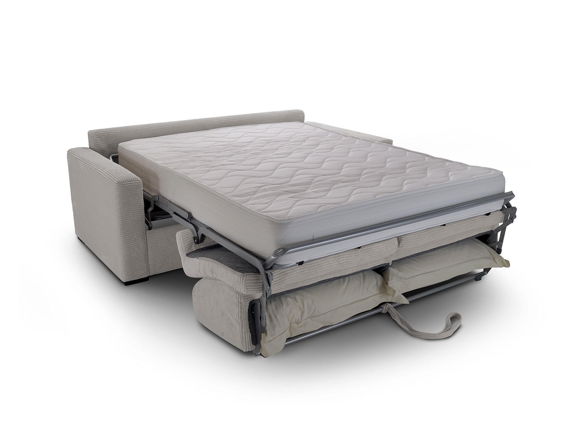 LOUNA LUXE 3-Sitzer-Schlafsofa aus beigem Cord mit Expressöffnung und 18 cm Matratze