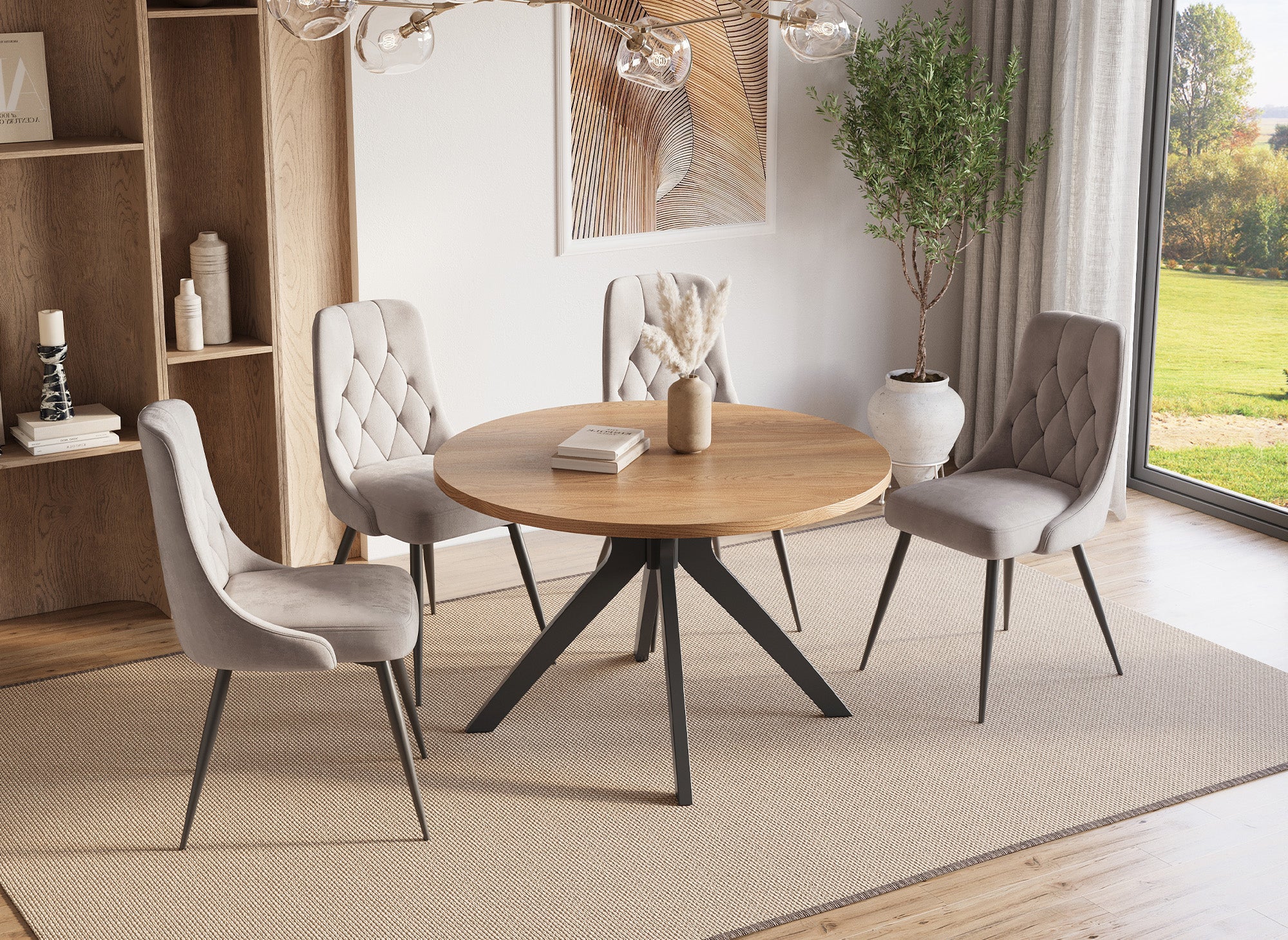 Runder Designer-Esstisch NOVEA in Eichenfarbe